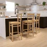 HERCULES Series Ladder Back Natural Wood Restaurant Barstool