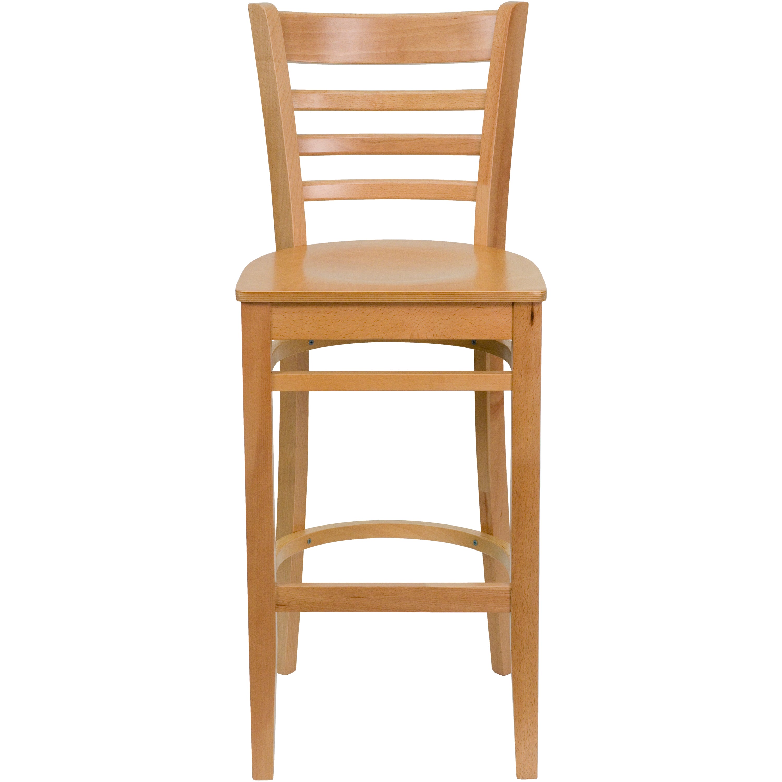 HERCULES Series Ladder Back Natural Wood Restaurant Barstool