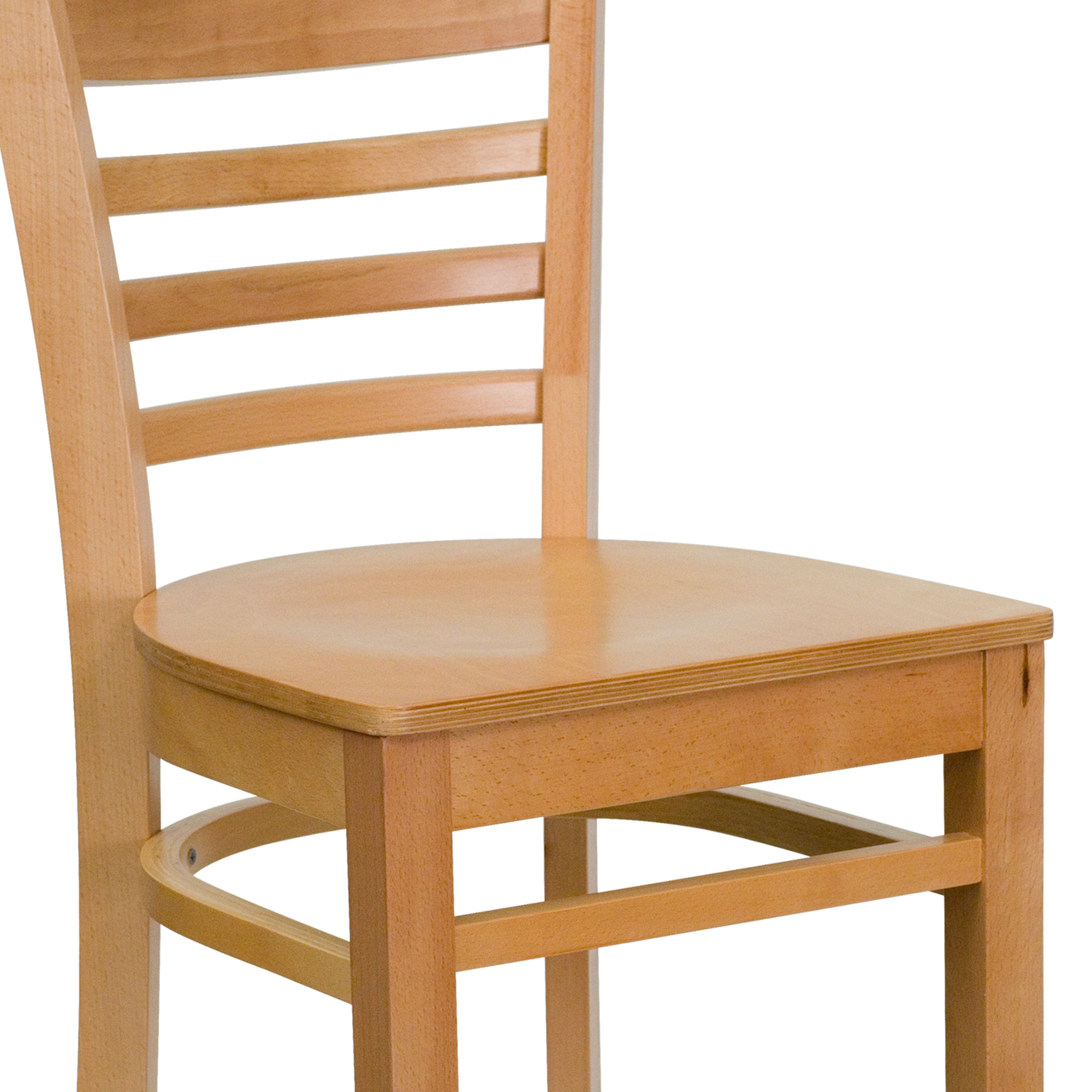 HERCULES Series Ladder Back Natural Wood Restaurant Barstool