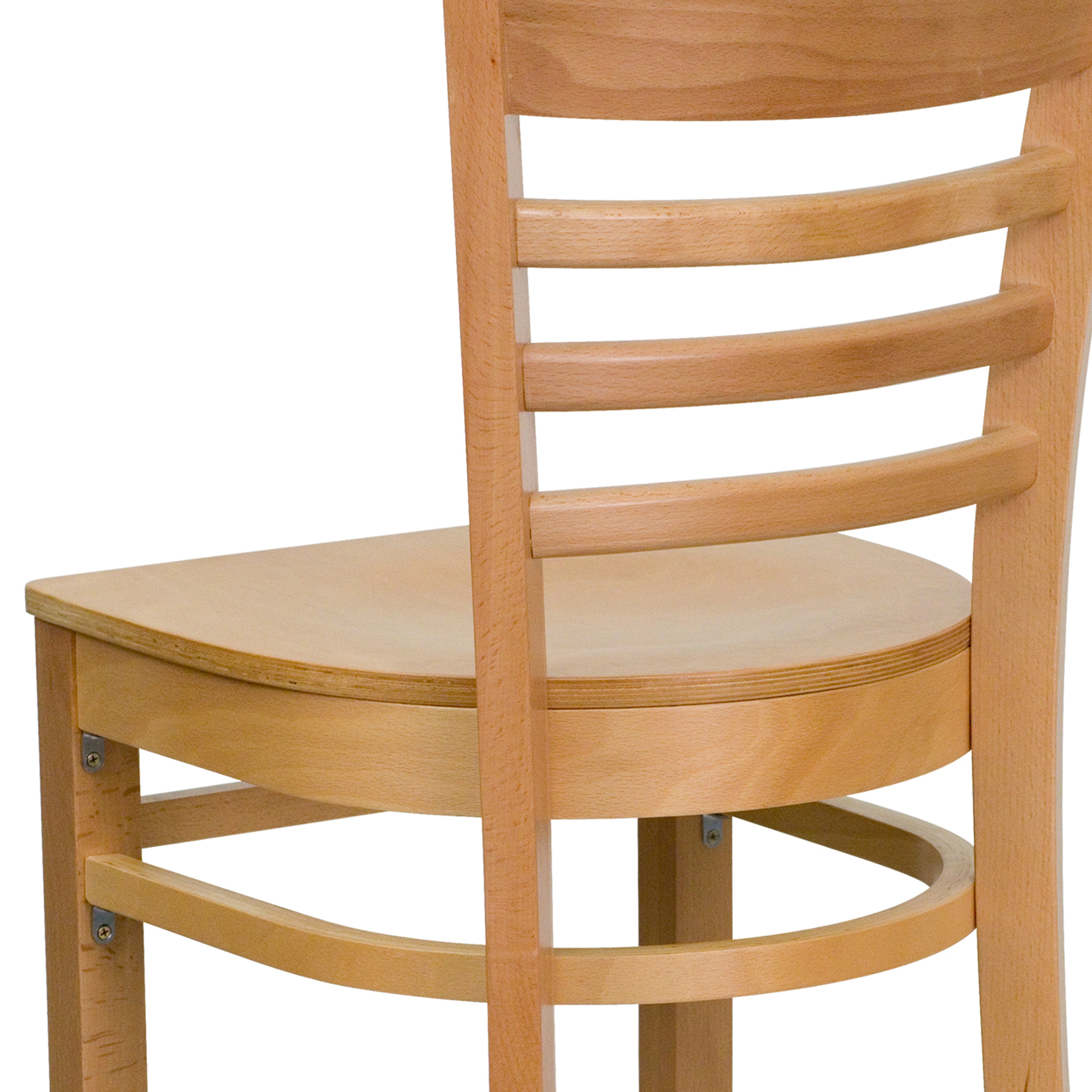 HERCULES Series Ladder Back Natural Wood Restaurant Barstool