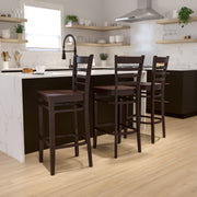 HERCULES Series Ladder Back Walnut Wood Restaurant Barstool