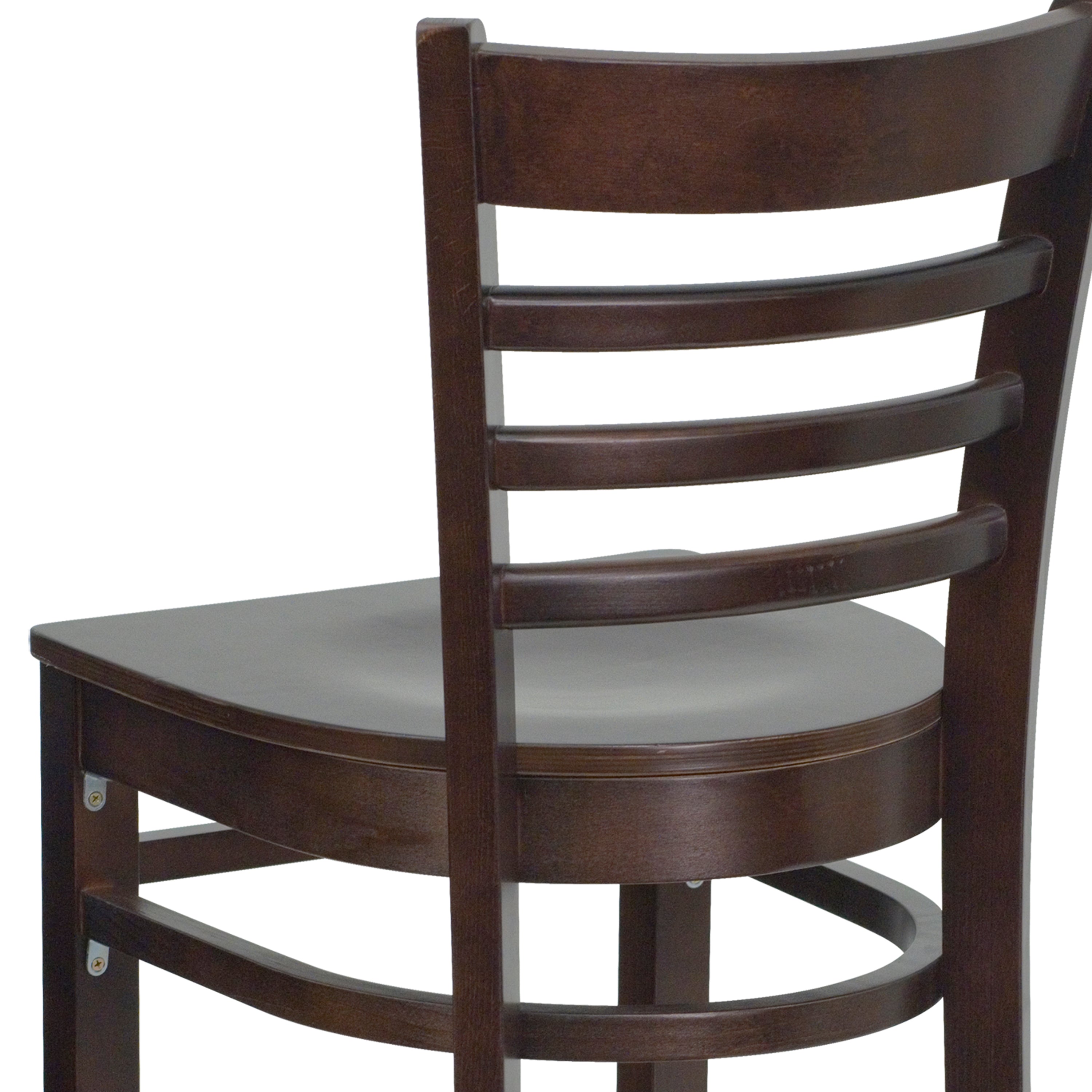 HERCULES Series Ladder Back Walnut Wood Restaurant Barstool