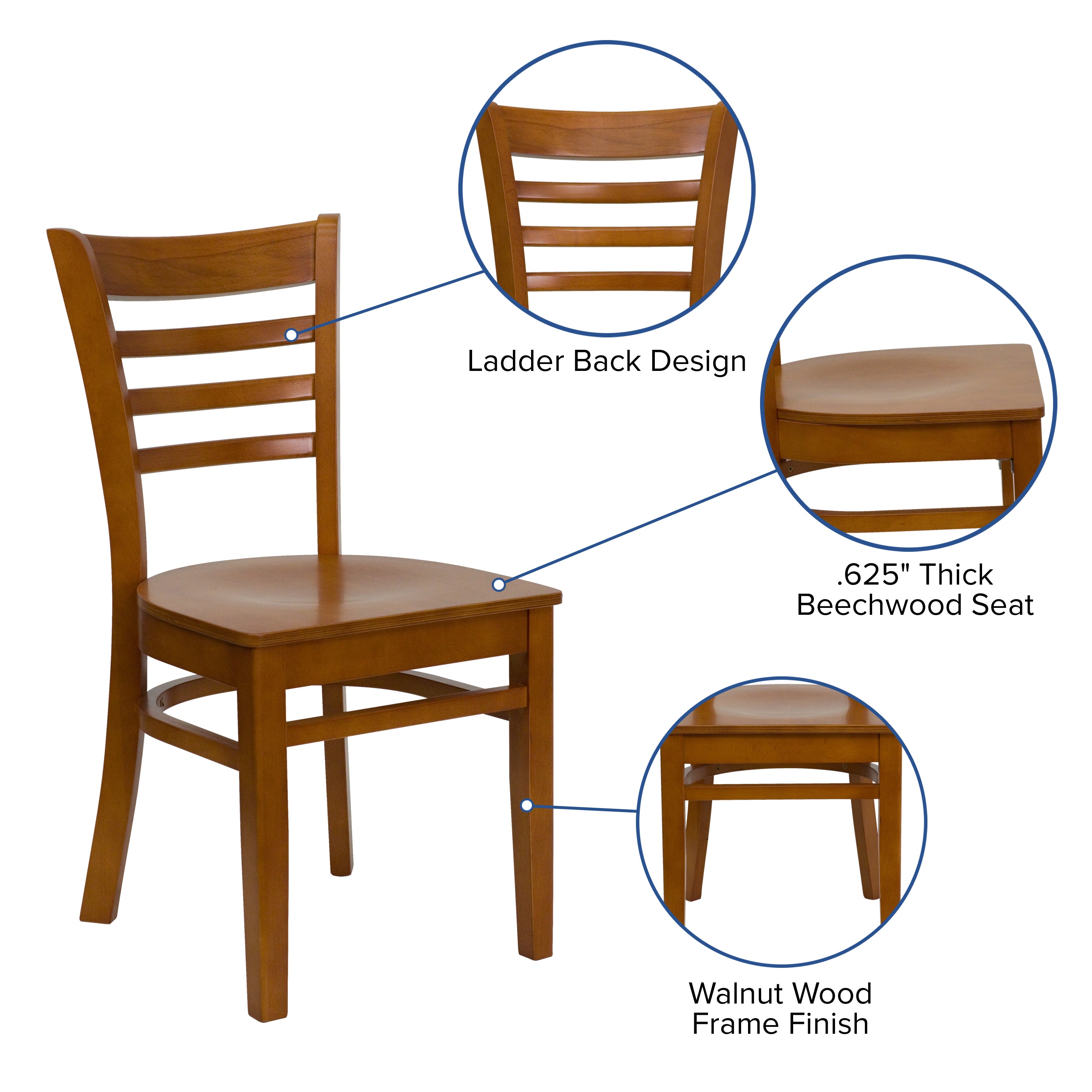 HERCULES Series Ladder Back Cherry Wood Restaurant Chair