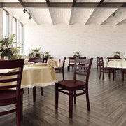 HERCULES Series Ladder Back Mahogany Wood Restaurant Chair