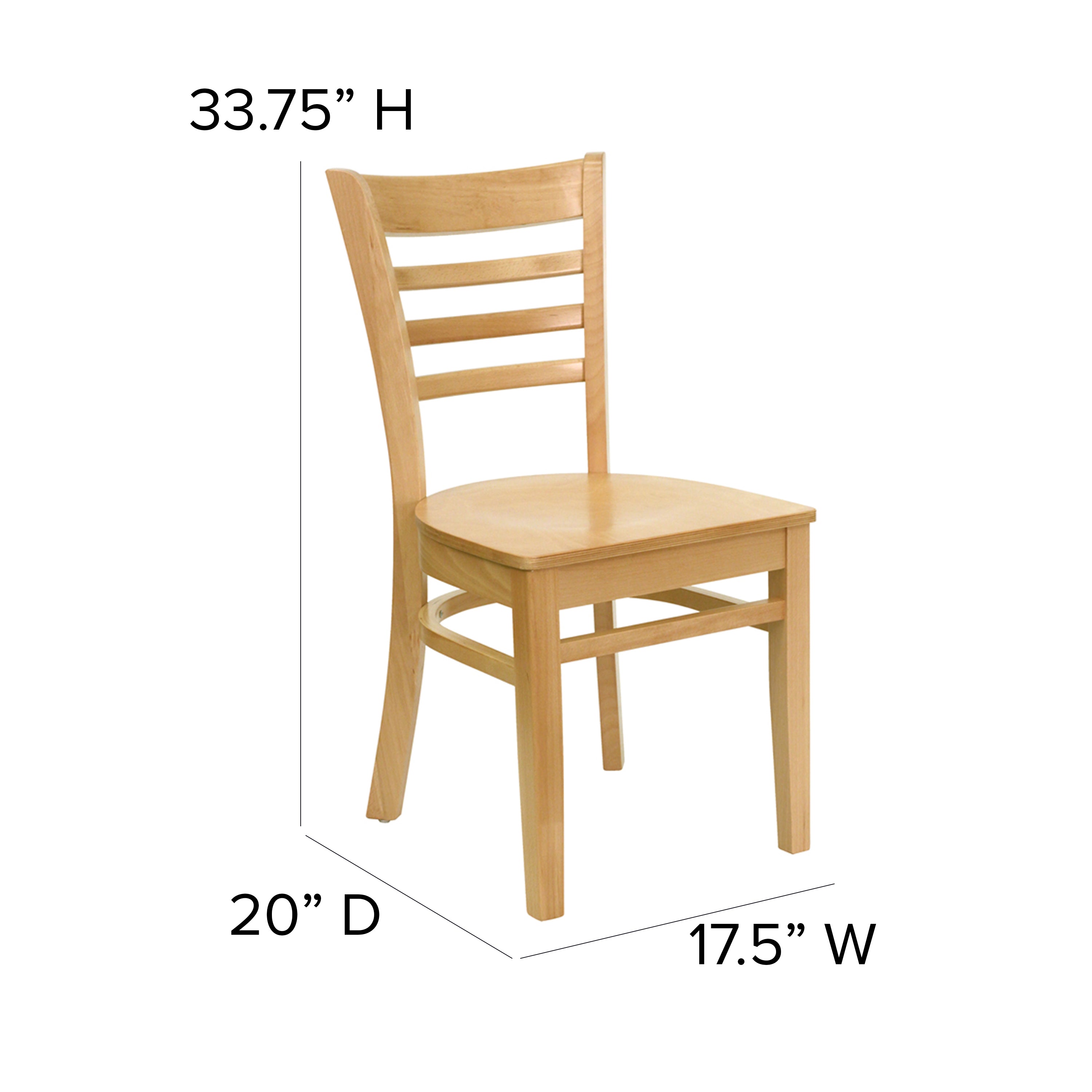 HERCULES Series Ladder Back Natural Wood Restaurant Chair