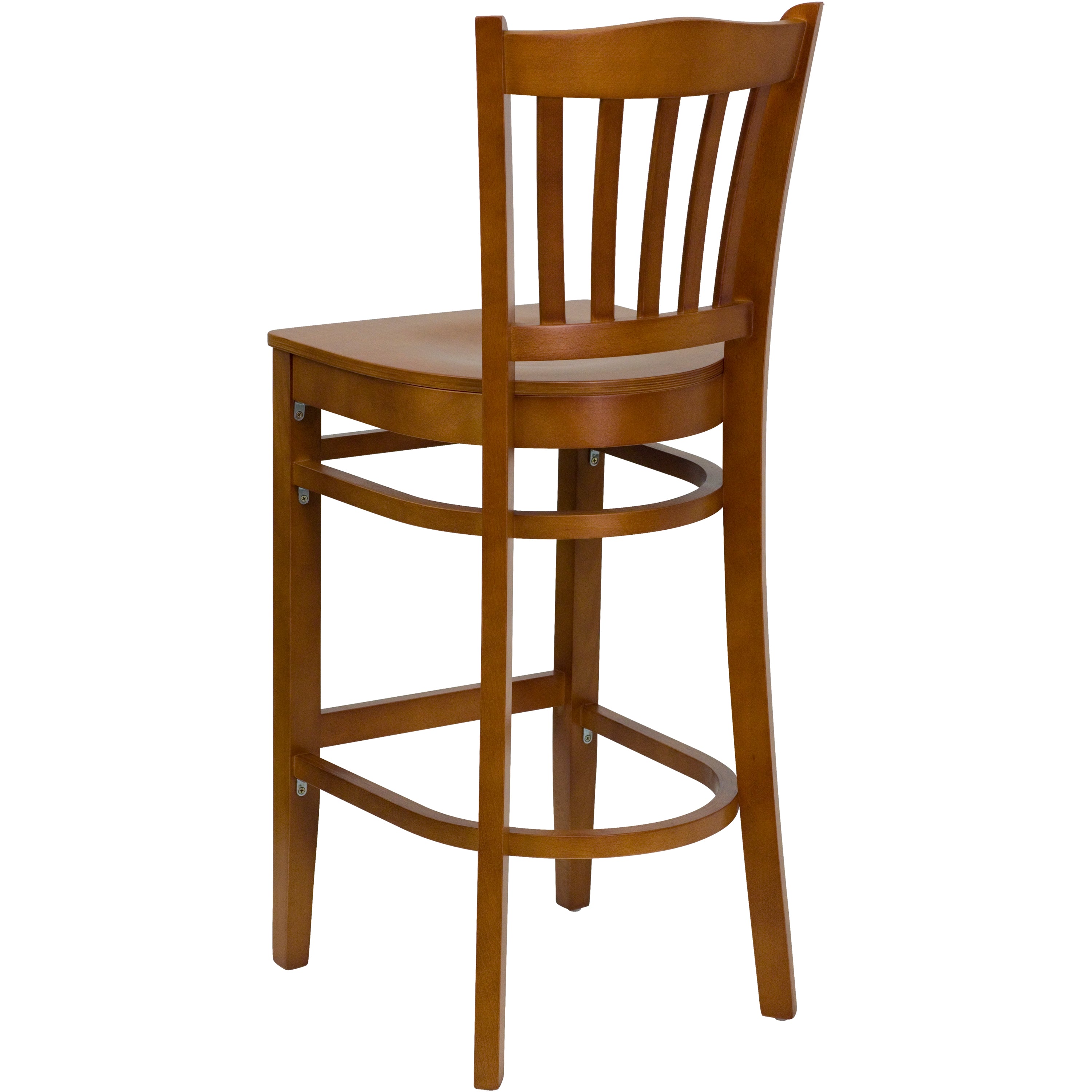 HERCULES Series Vertical Slat Back Cherry Wood Restaurant Barstool
