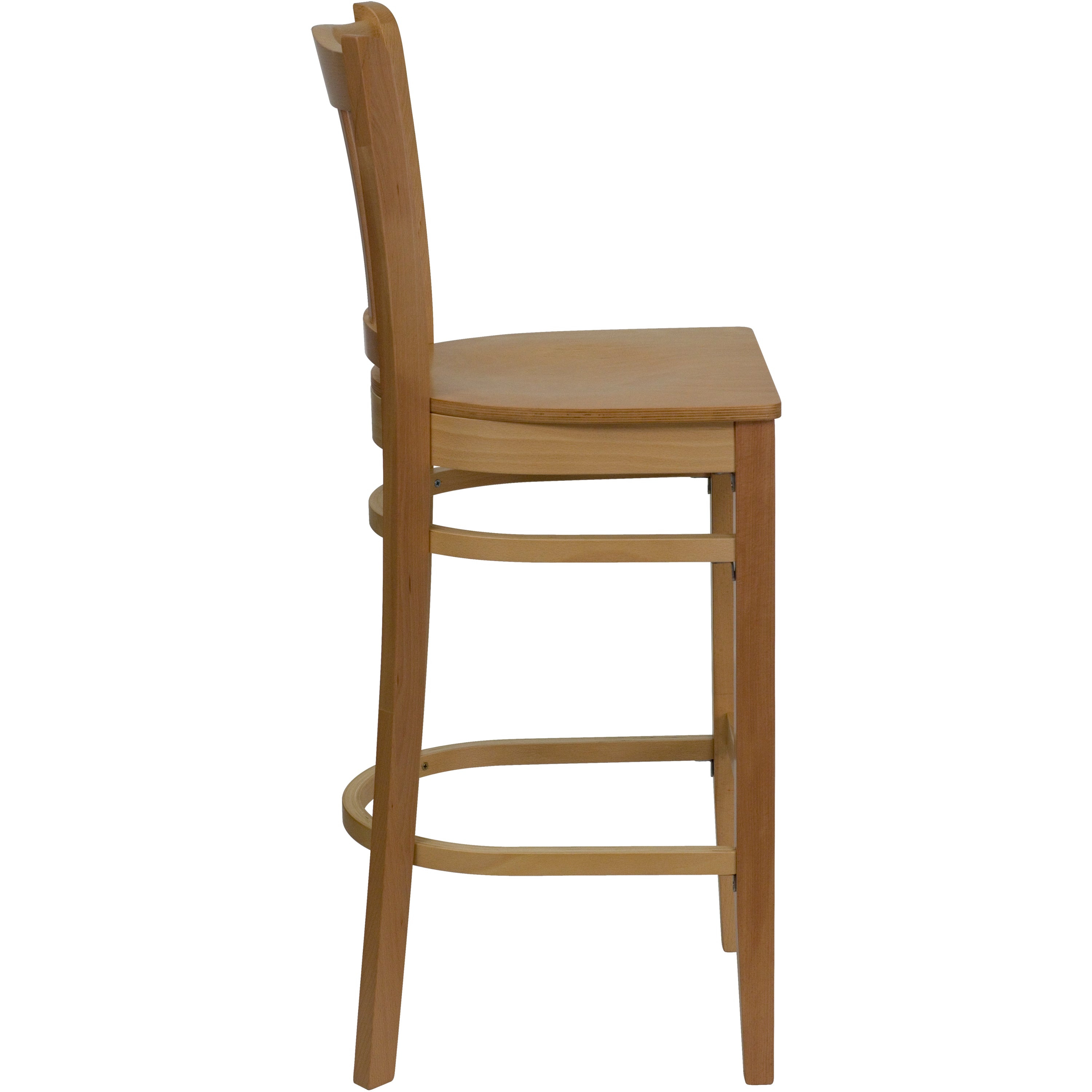 HERCULES Series Vertical Slat Back Natural Wood Restaurant Barstool