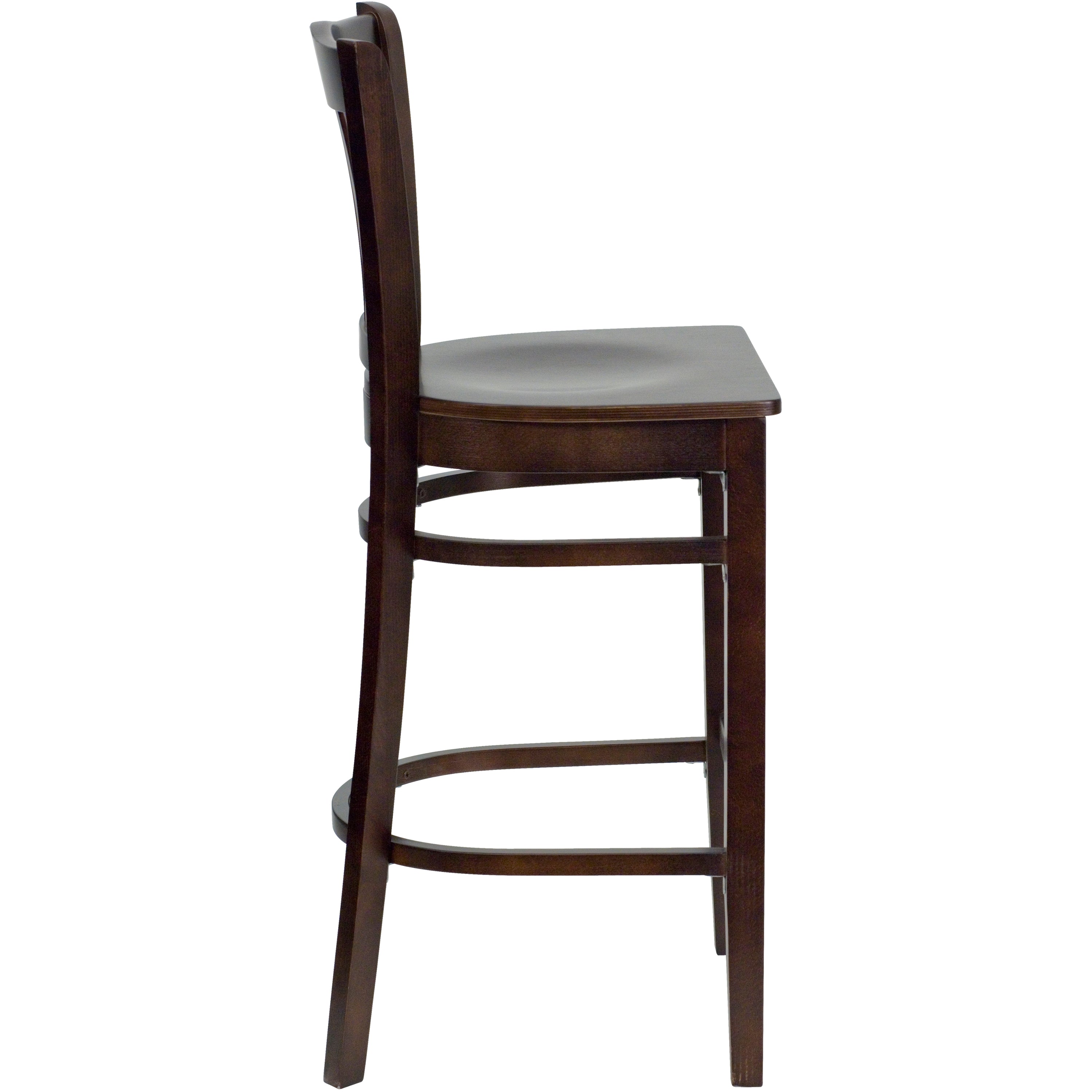 HERCULES Series Vertical Slat Back Walnut Wood Restaurant Barstool