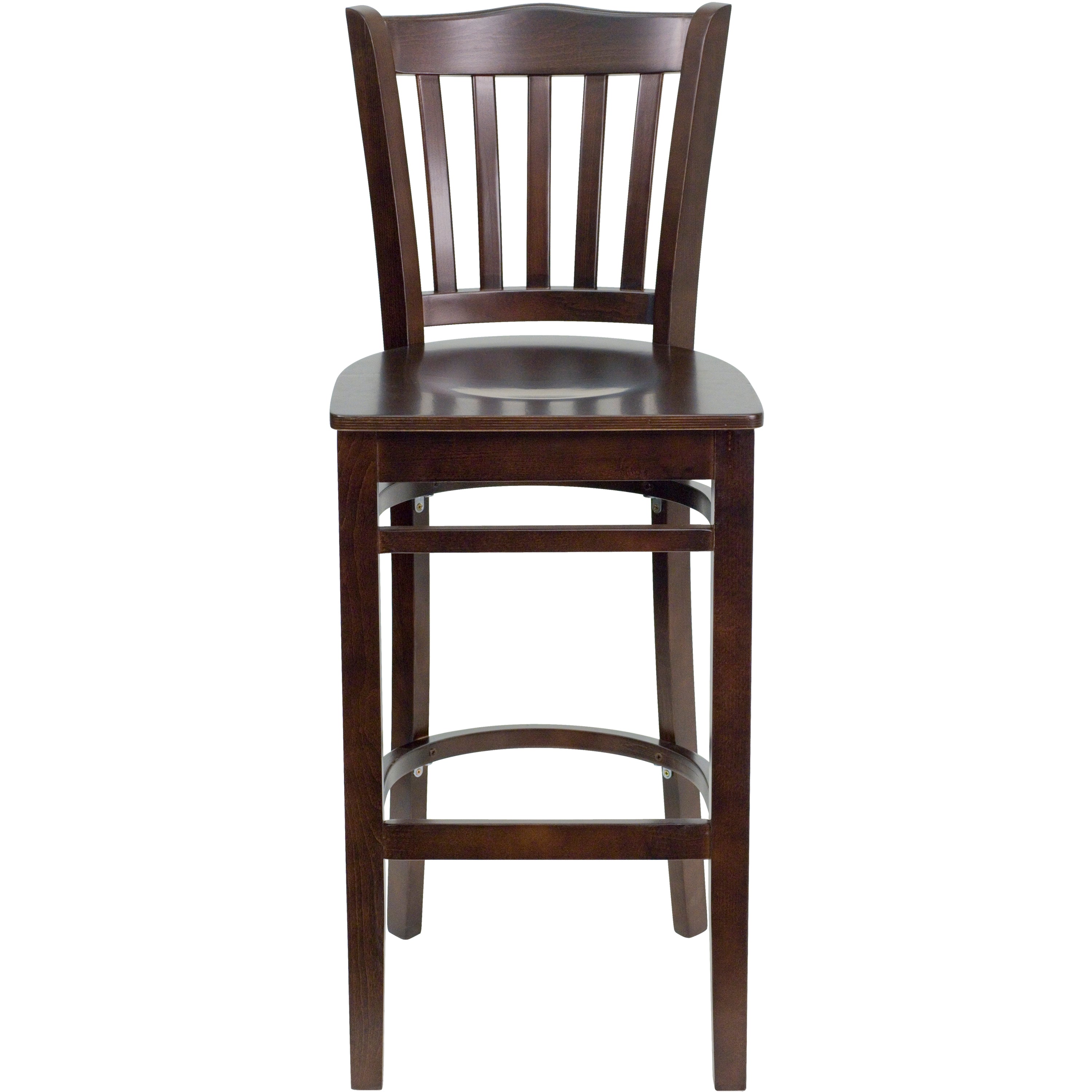 HERCULES Series Vertical Slat Back Walnut Wood Restaurant Barstool