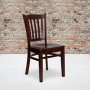 HERCULES Series Vertical Slat Back Mahogany Wood Restaurant Chair