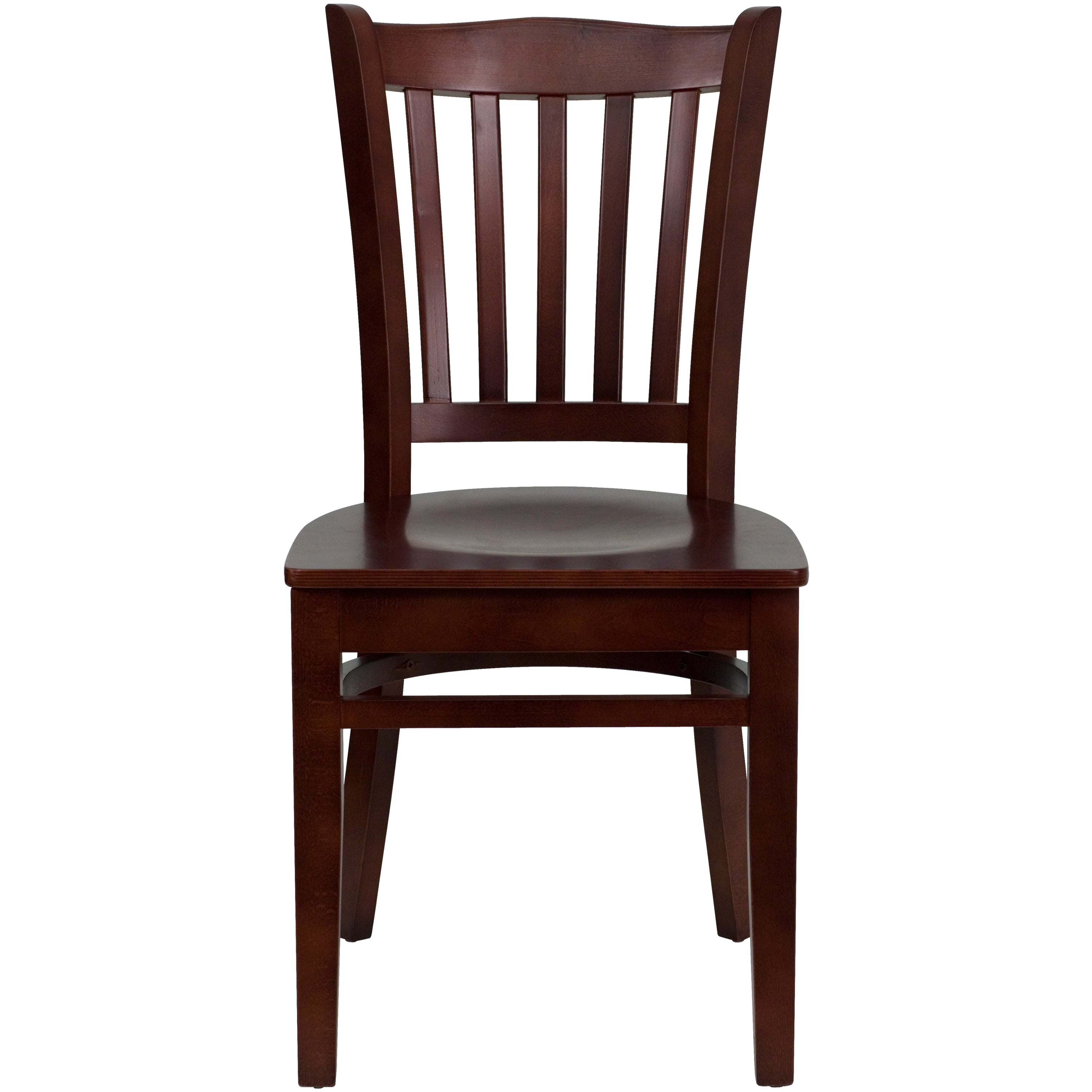 HERCULES Series Vertical Slat Back Mahogany Wood Restaurant Chair