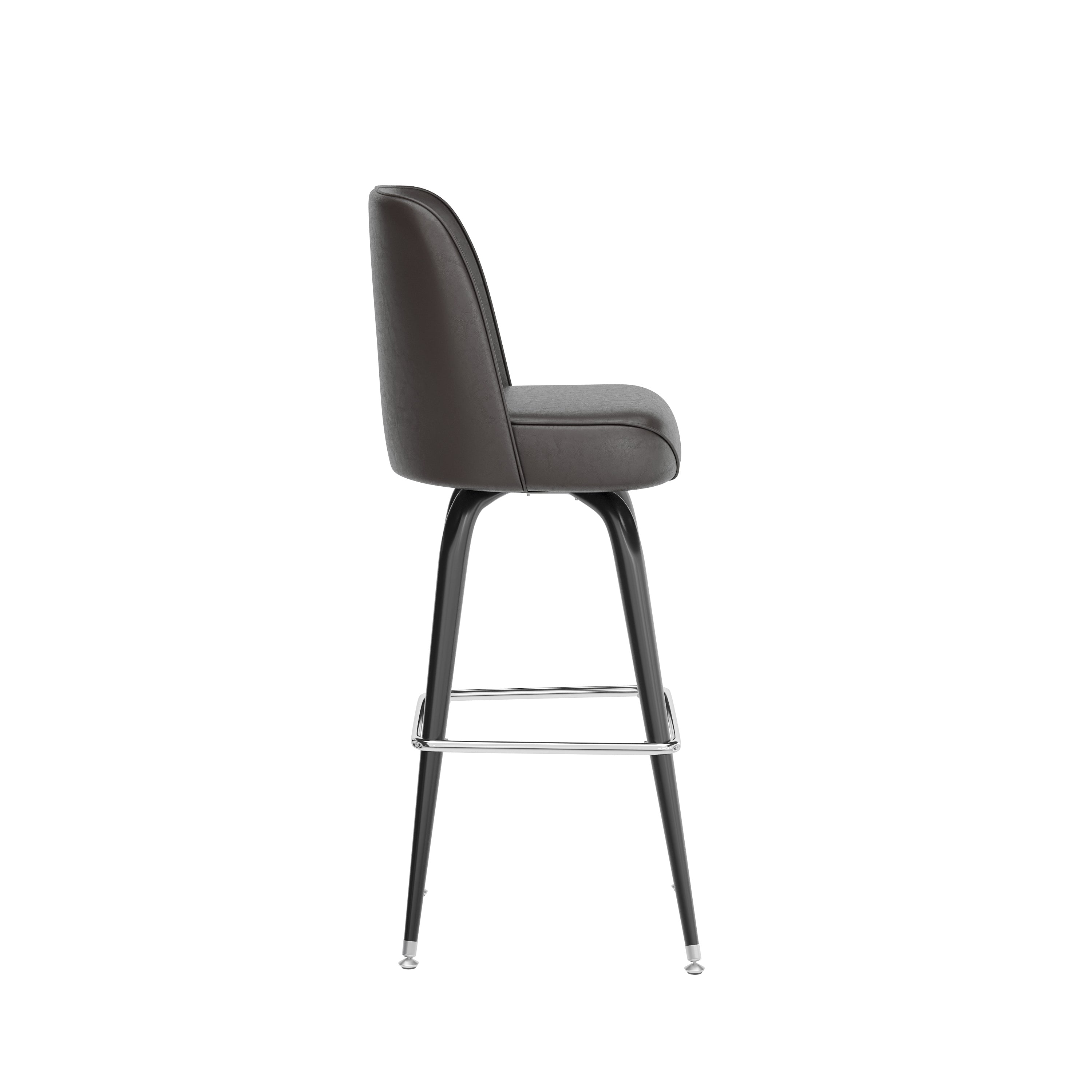 James Commercial Grade Metal Barstool with Dark Brown Swivel Bucket Seat