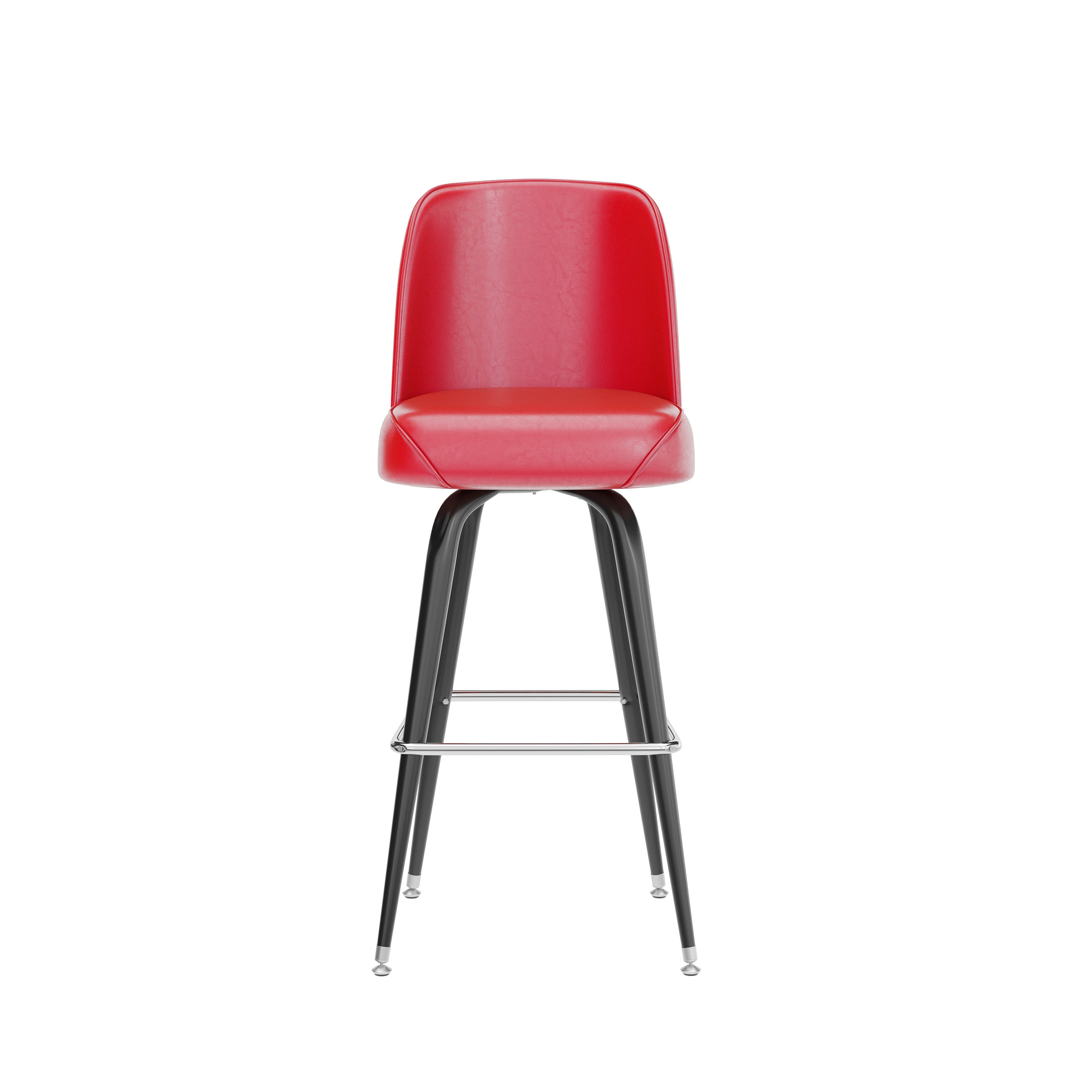 James Commercial Grade Metal Barstool with Red Swivel Bucket Seat