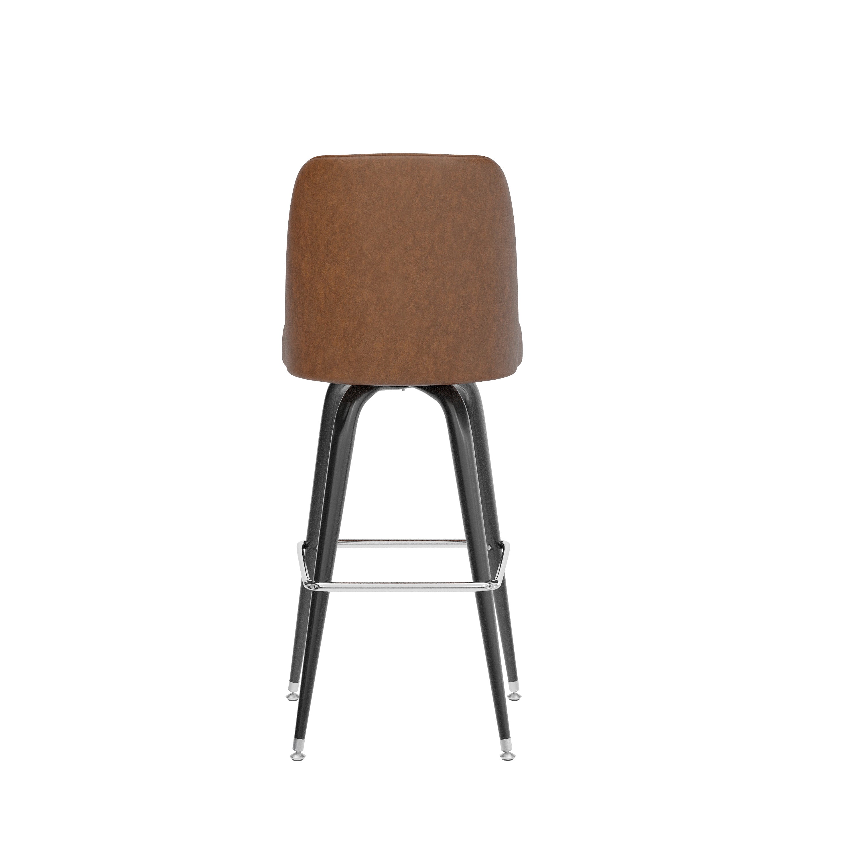James Commercial Grade Metal Barstool with Weathered Brown Swivel Bucket Seat