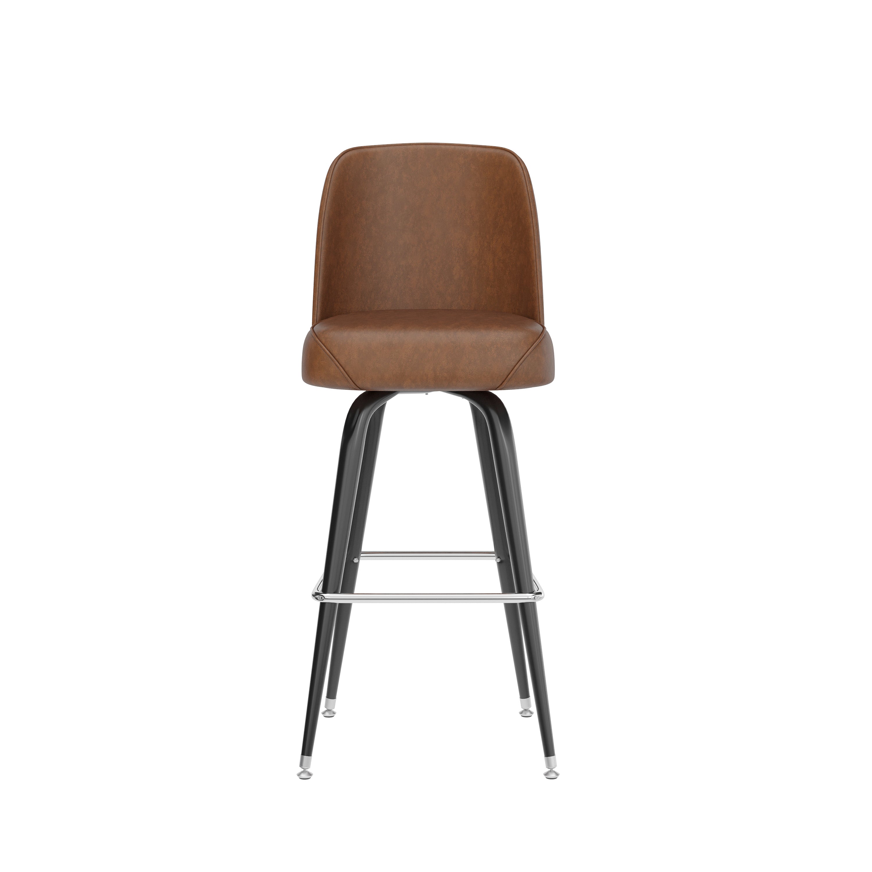 James Commercial Grade Metal Barstool with Weathered Brown Swivel Bucket Seat