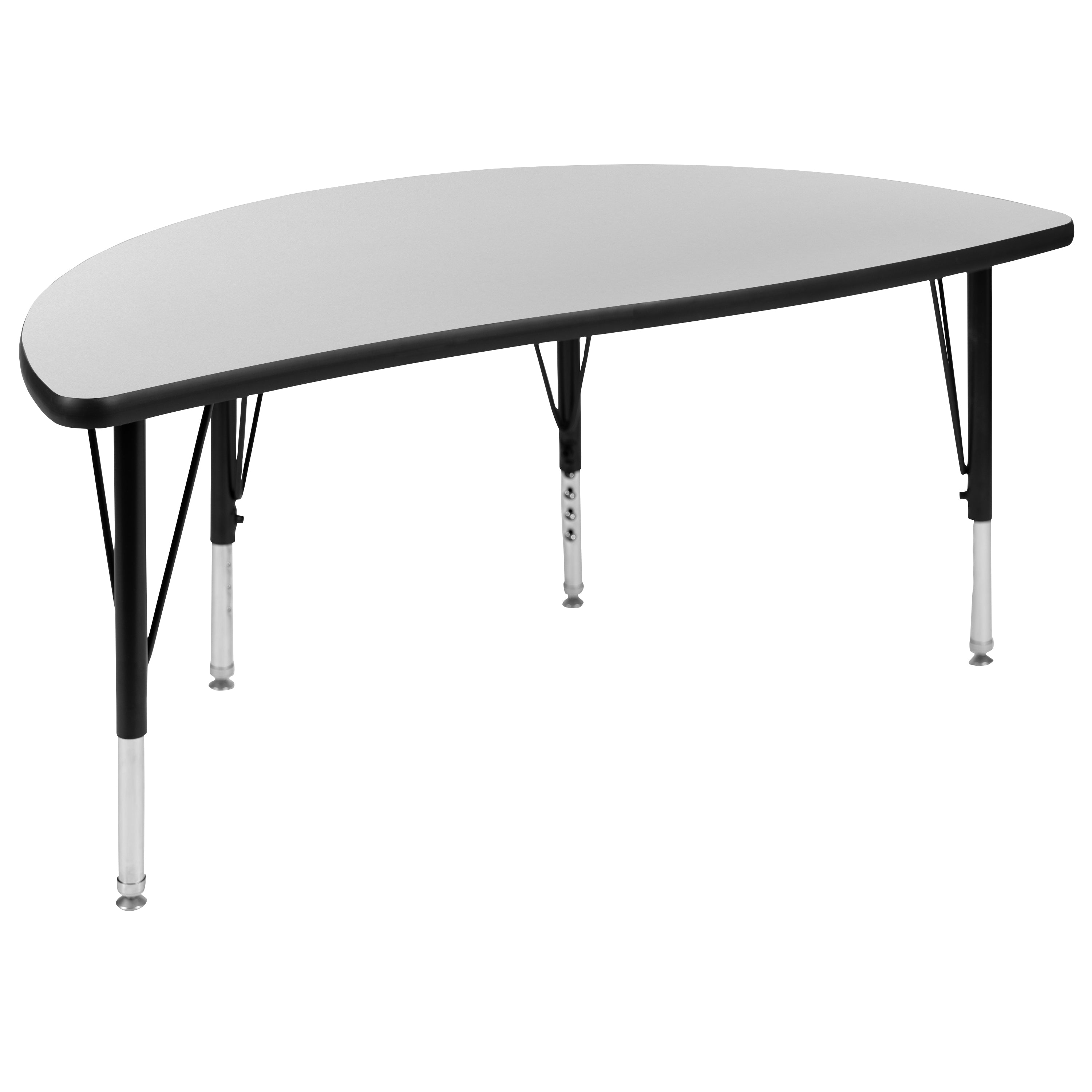 Emmy 47.5" Circle Wave Flexible Laminate Activity Table Set with 12" Student Stack Chairs, Grey/Black