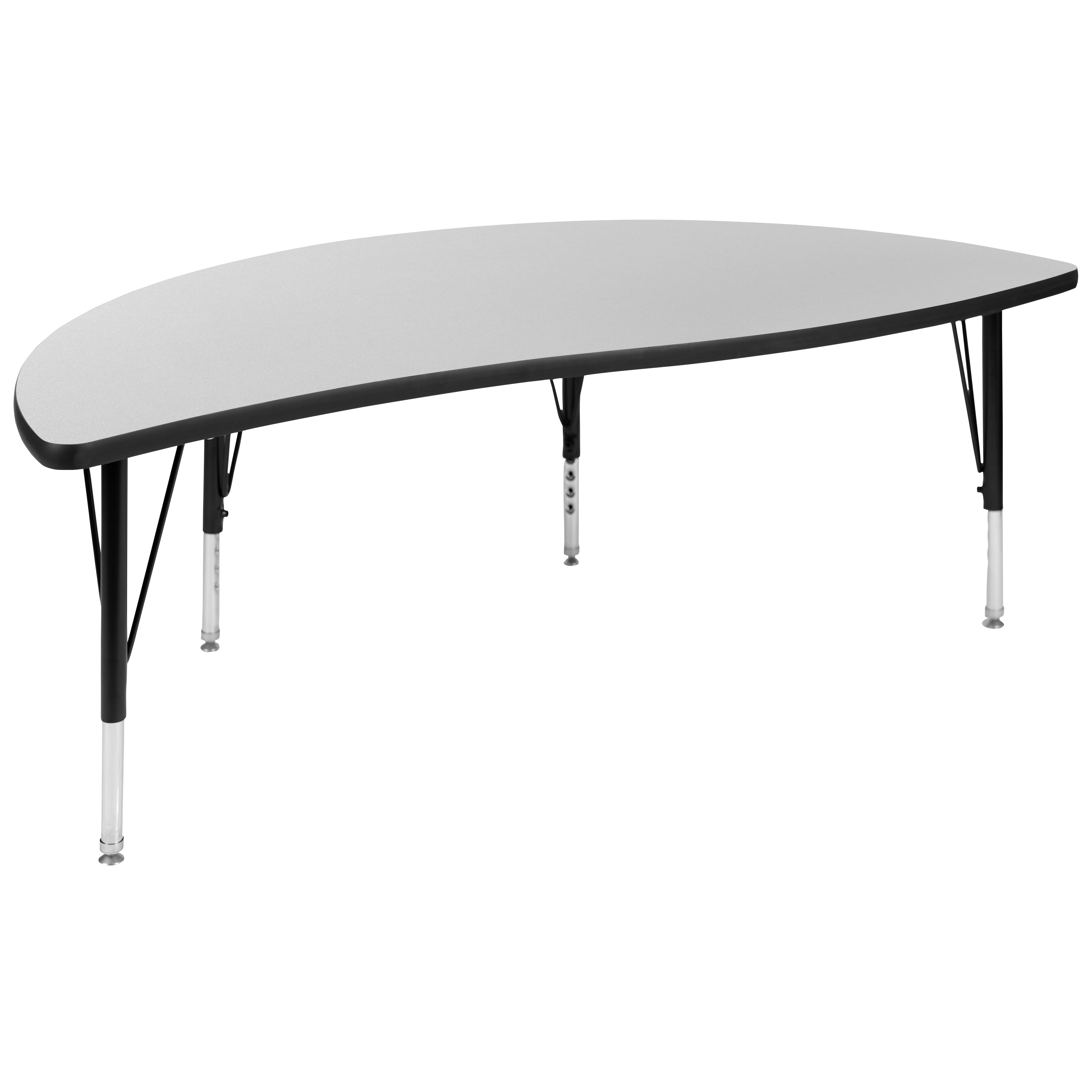Emmy 60" Circle Wave Flexible Laminate Activity Table Set with 14" Student Stack Chairs, Grey/Black