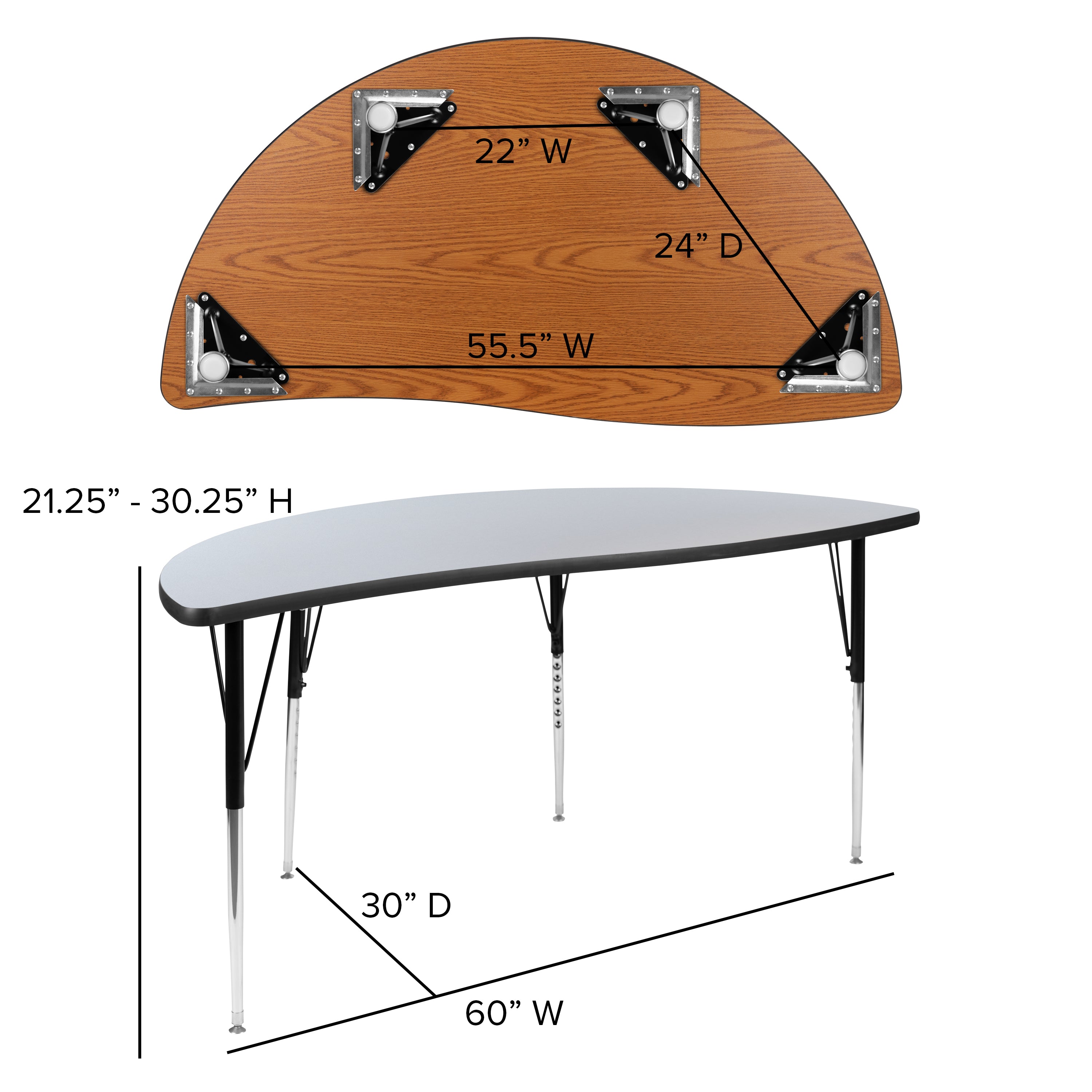 Emmy 86" Oval Wave Flexible Laminate Activity Table Set with 16" Student Stack Chairs, Grey/Black