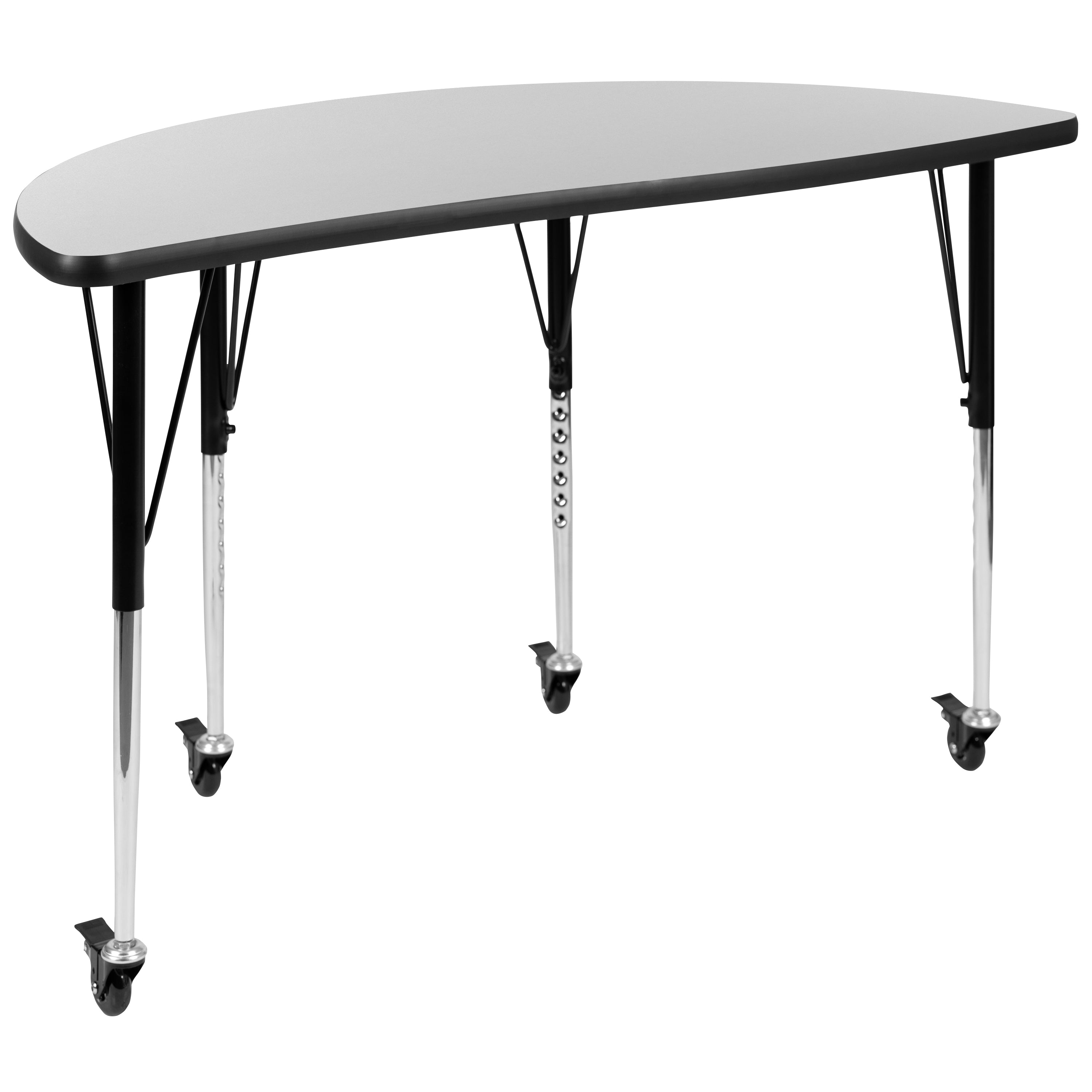 Emmy Mobile 47.5" Circle Wave Flexible Laminate Activity Table Set with 16" Student Stack Chairs, Grey/Black