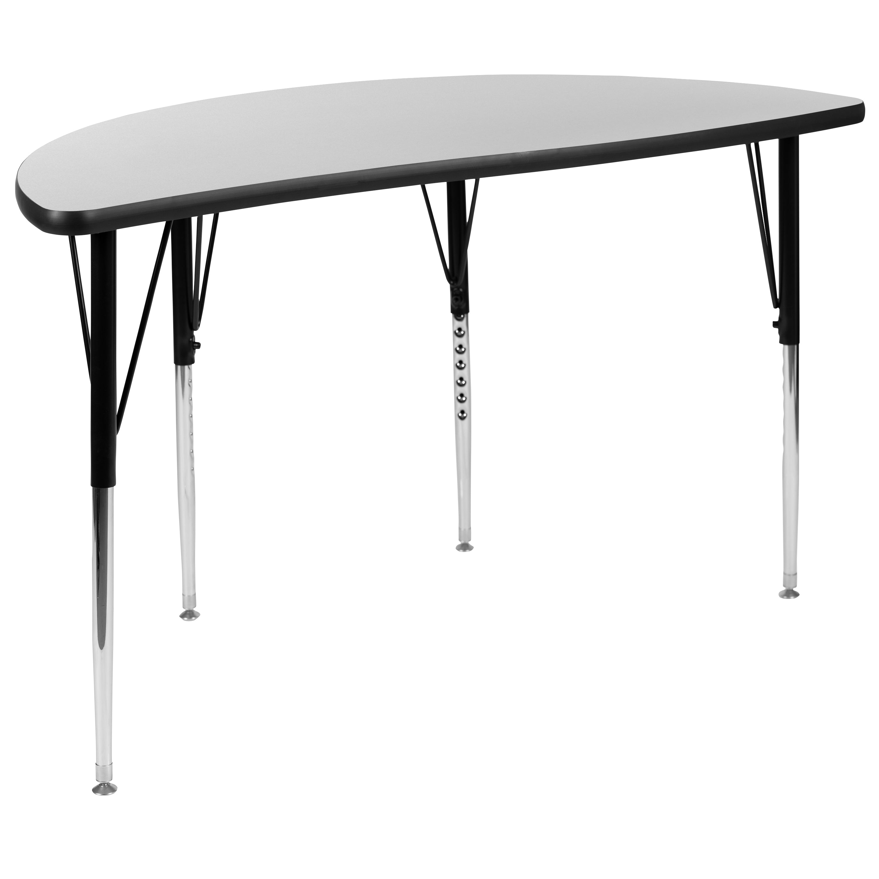 Emmy 47.5" Circle Wave Flexible Laminate Activity Table Set with 16" Student Stack Chairs, Grey/Black