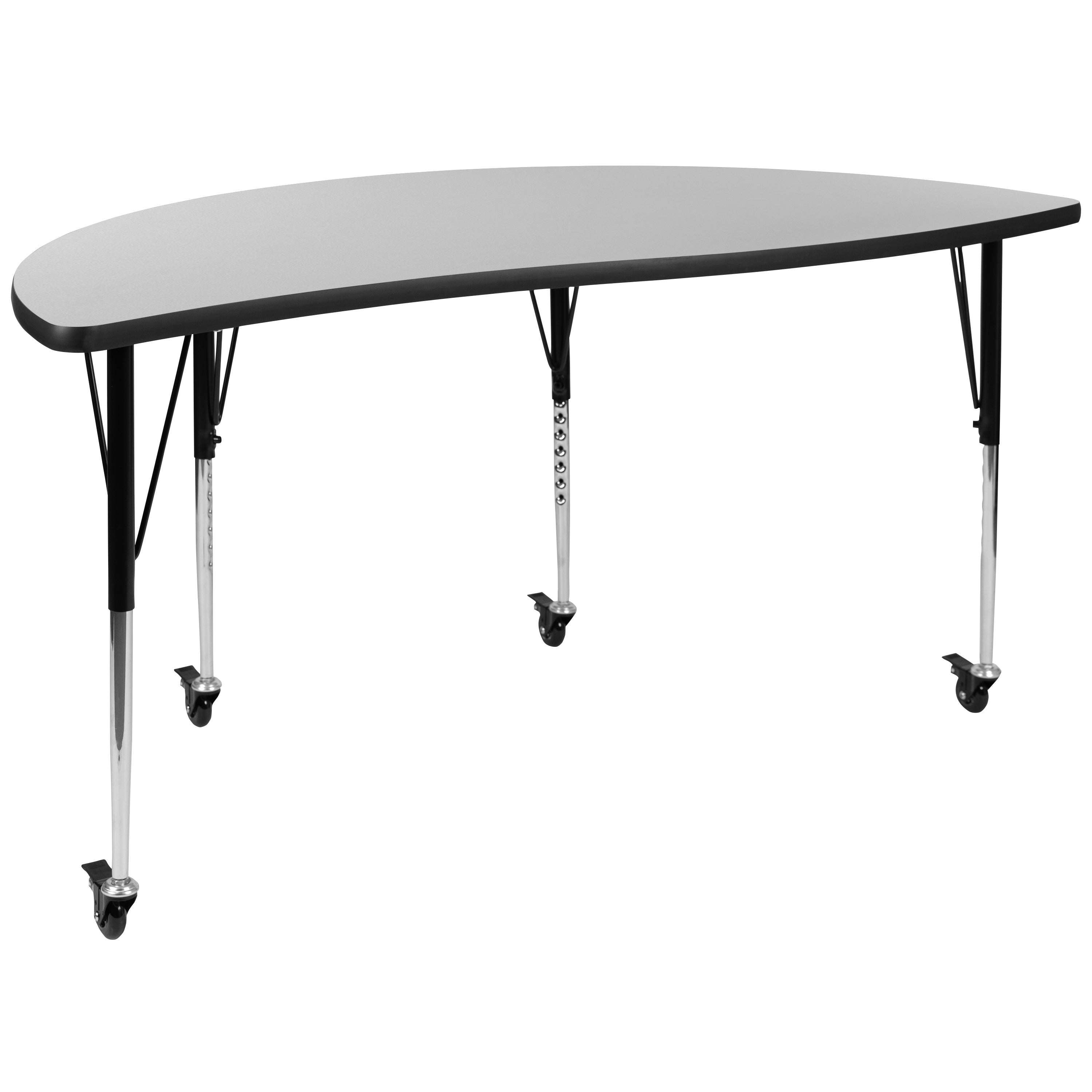 Emmy Mobile 60" Circle Wave Flexible Laminate Activity Table Set with 16" Student Stack Chairs, Grey/Black