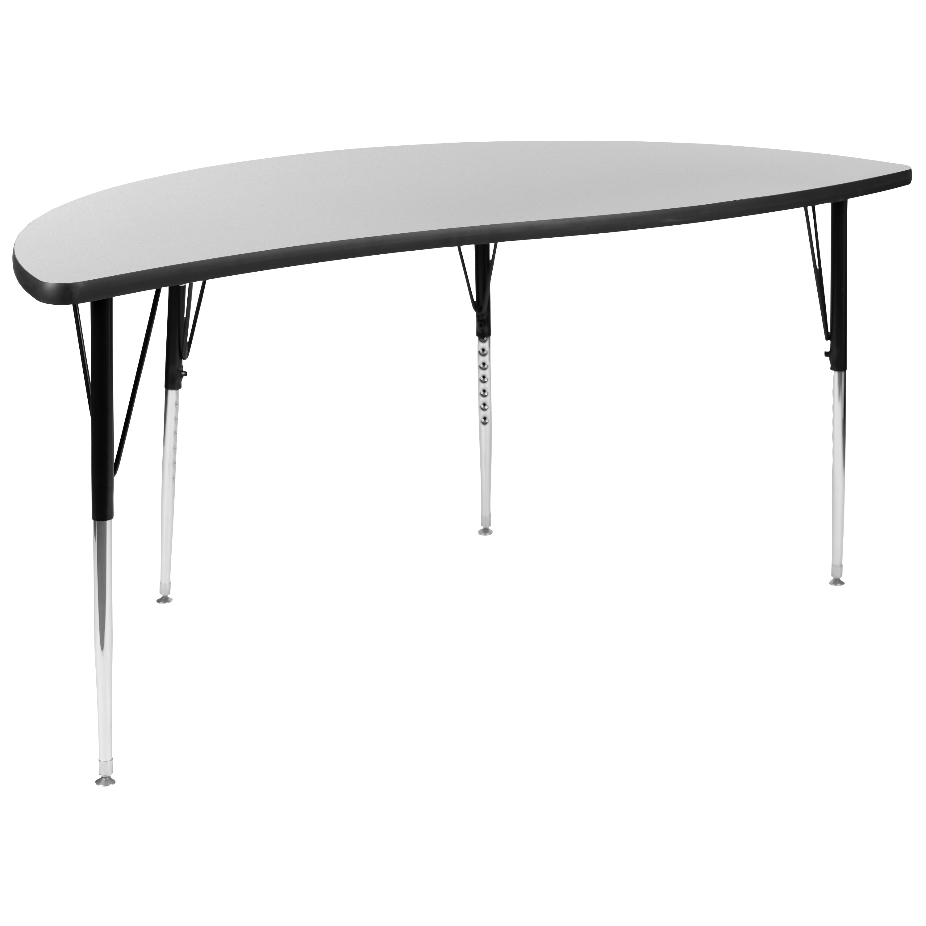 Emmy 60" Circle Wave Flexible Laminate Activity Table Set with 18" Student Stack Chairs, Grey/Black