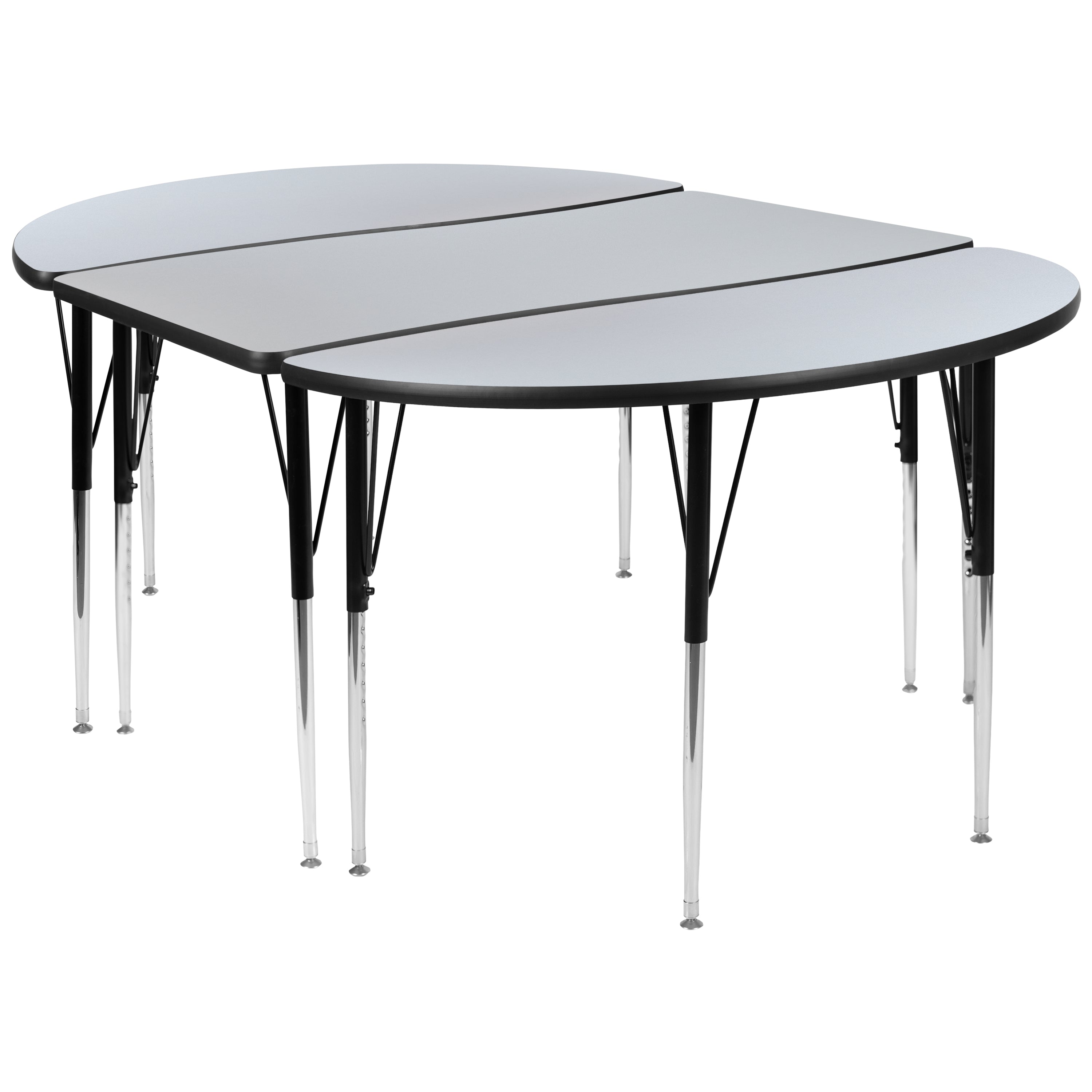 Emmy 2 Piece 76" Oval Wave Flexible Grey Thermal Laminate Activity Table Set - Standard Height Adjustable Legs