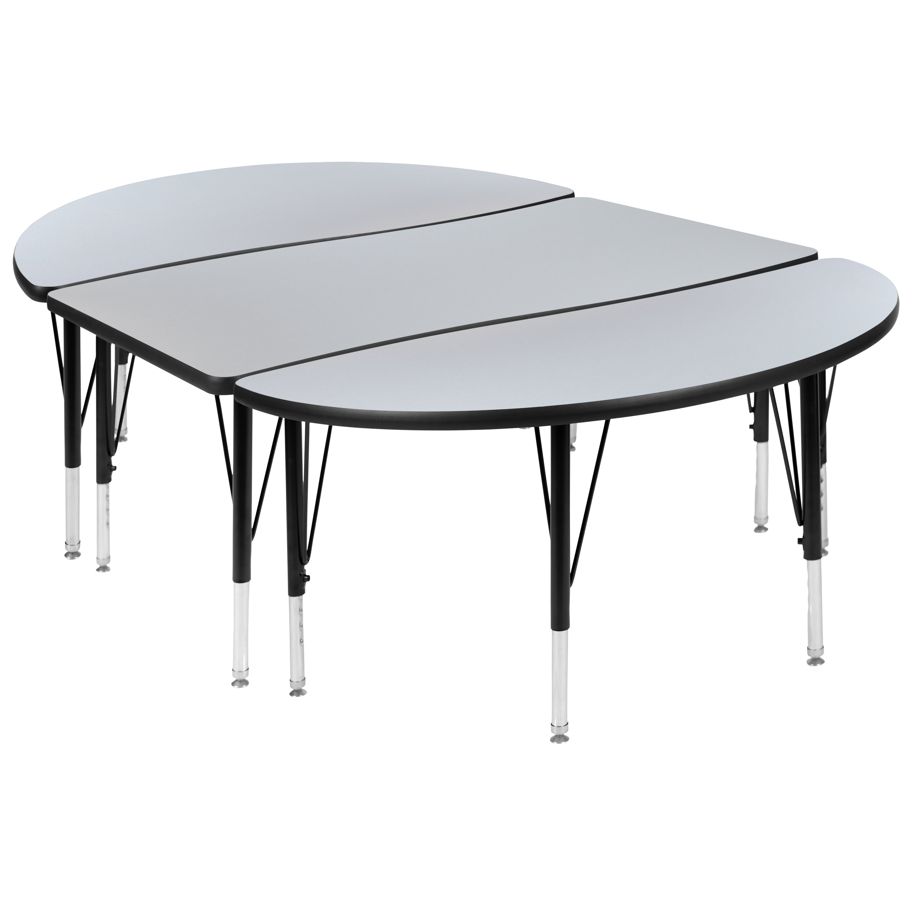 Emmy 2 Piece 76" Oval Wave Flexible Grey Thermal Laminate Activity Table Set - Height Adjustable Short Legs