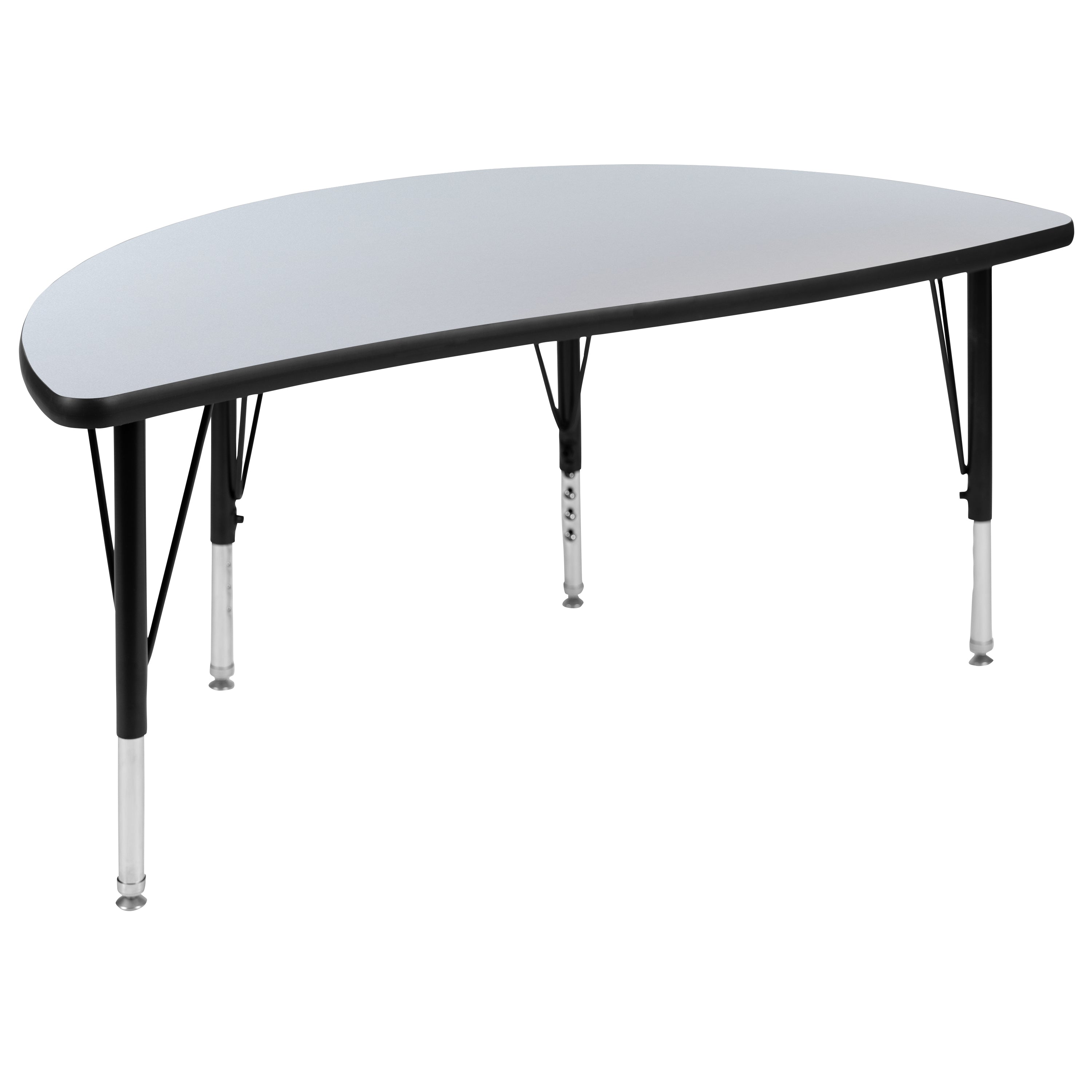 Emmy 2 Piece 76" Oval Wave Flexible Grey Thermal Laminate Activity Table Set - Height Adjustable Short Legs