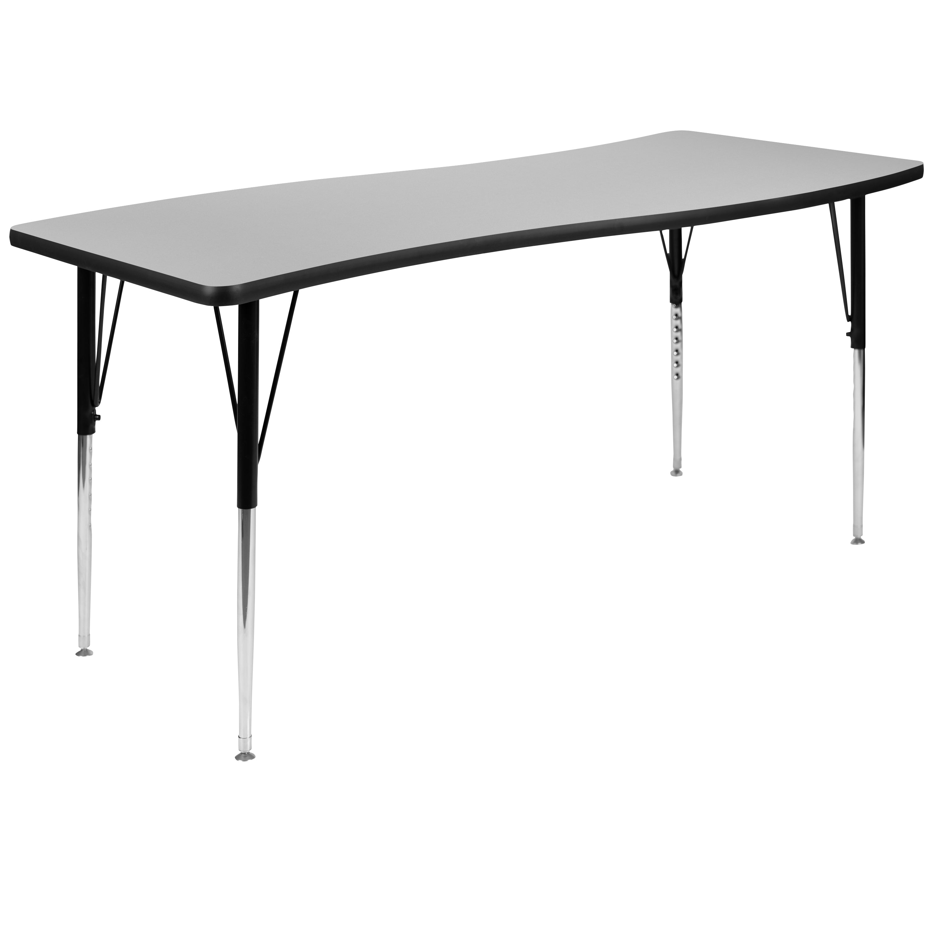 Emmy 2 Piece 86" Oval Wave Flexible Grey Thermal Laminate Activity Table Set - Standard Height Adjustable Legs