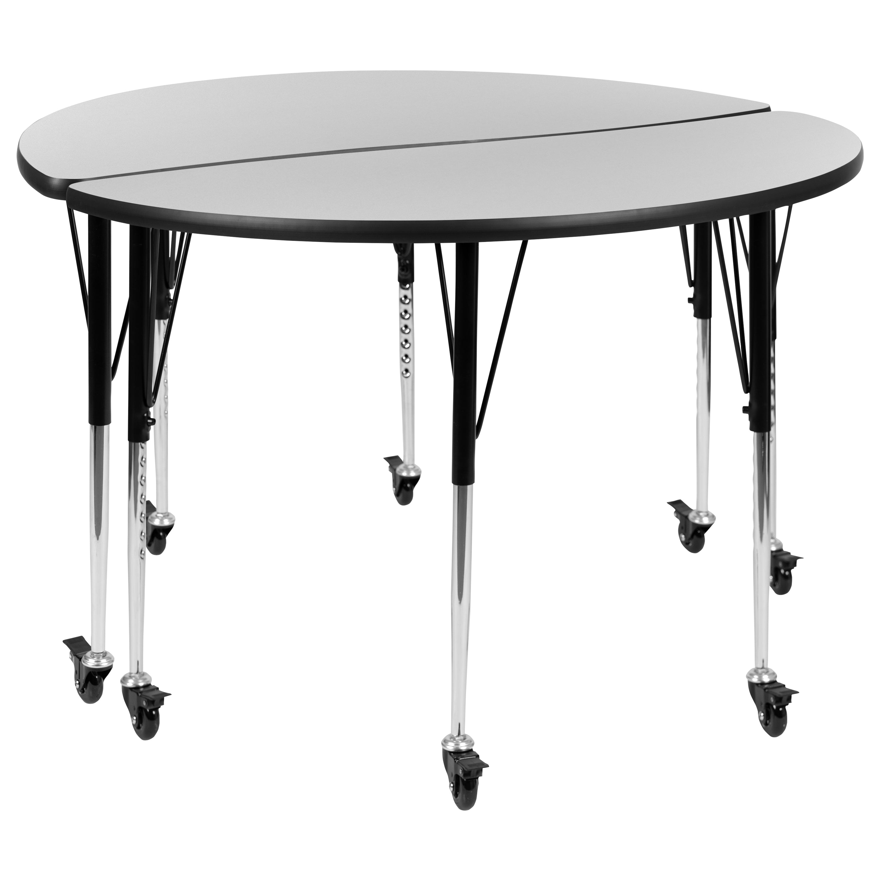Emmy 2 Piece Mobile 47.5" Circle Wave Flexible Grey Thermal Laminate Adjustable Activity Table Set
