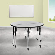Emmy 2 Piece Mobile 47.5" Circle Wave Flexible Grey Thermal Laminate Adjustable Activity Table Set