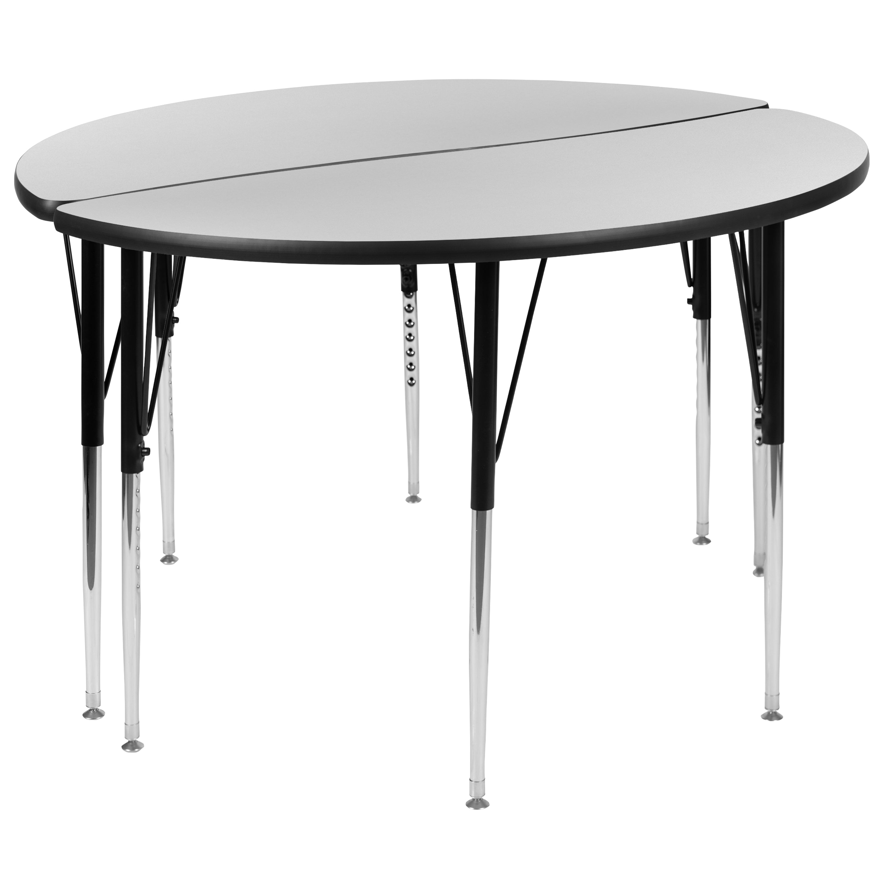 Emmy 2 Piece 47.5" Circle Wave Flexible Grey Thermal Laminate Activity Table Set - Standard Height Adjustable Legs
