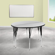 Emmy 2 Piece 47.5" Circle Wave Flexible Grey Thermal Laminate Activity Table Set - Standard Height Adjustable Legs