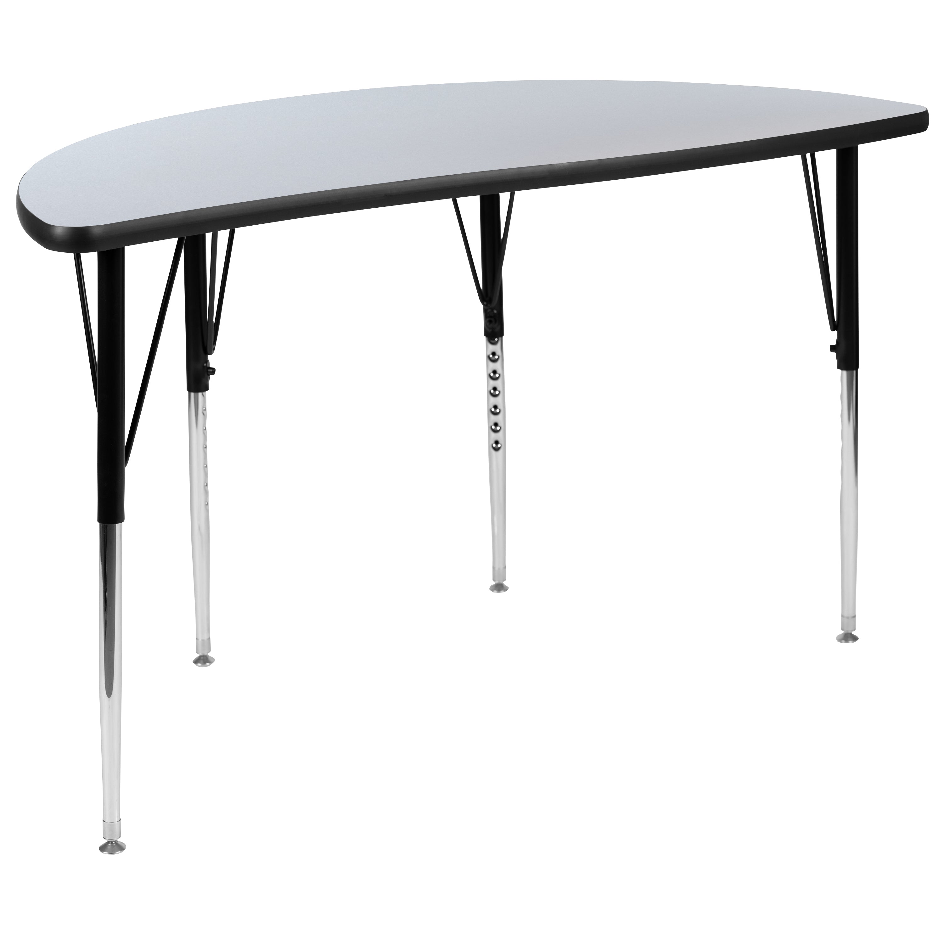Emmy 2 Piece 47.5" Circle Wave Flexible Grey Thermal Laminate Activity Table Set - Standard Height Adjustable Legs