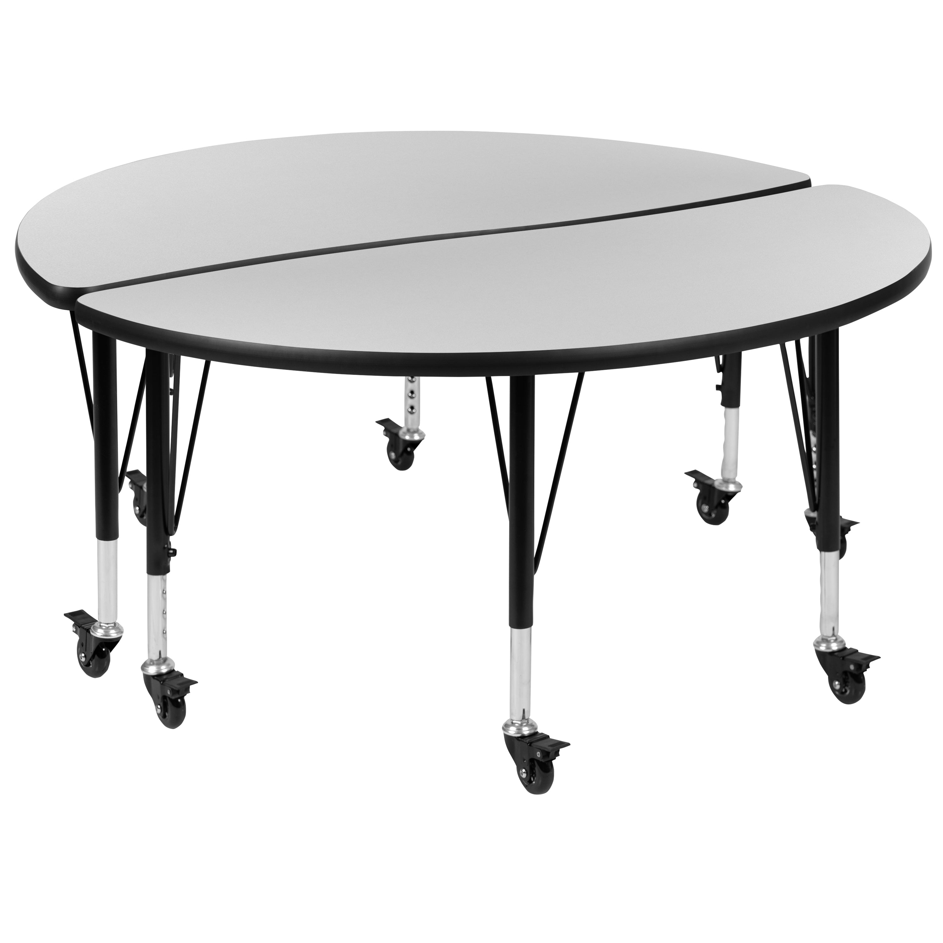 Emmy 2 Piece Mobile 47.5" Circle Wave Flexible Grey Thermal Laminate Kids Adjustable Activity Table Set