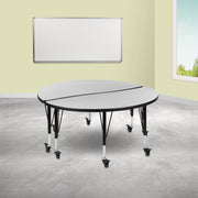 Emmy 2 Piece Mobile 47.5" Circle Wave Flexible Grey Thermal Laminate Kids Adjustable Activity Table Set