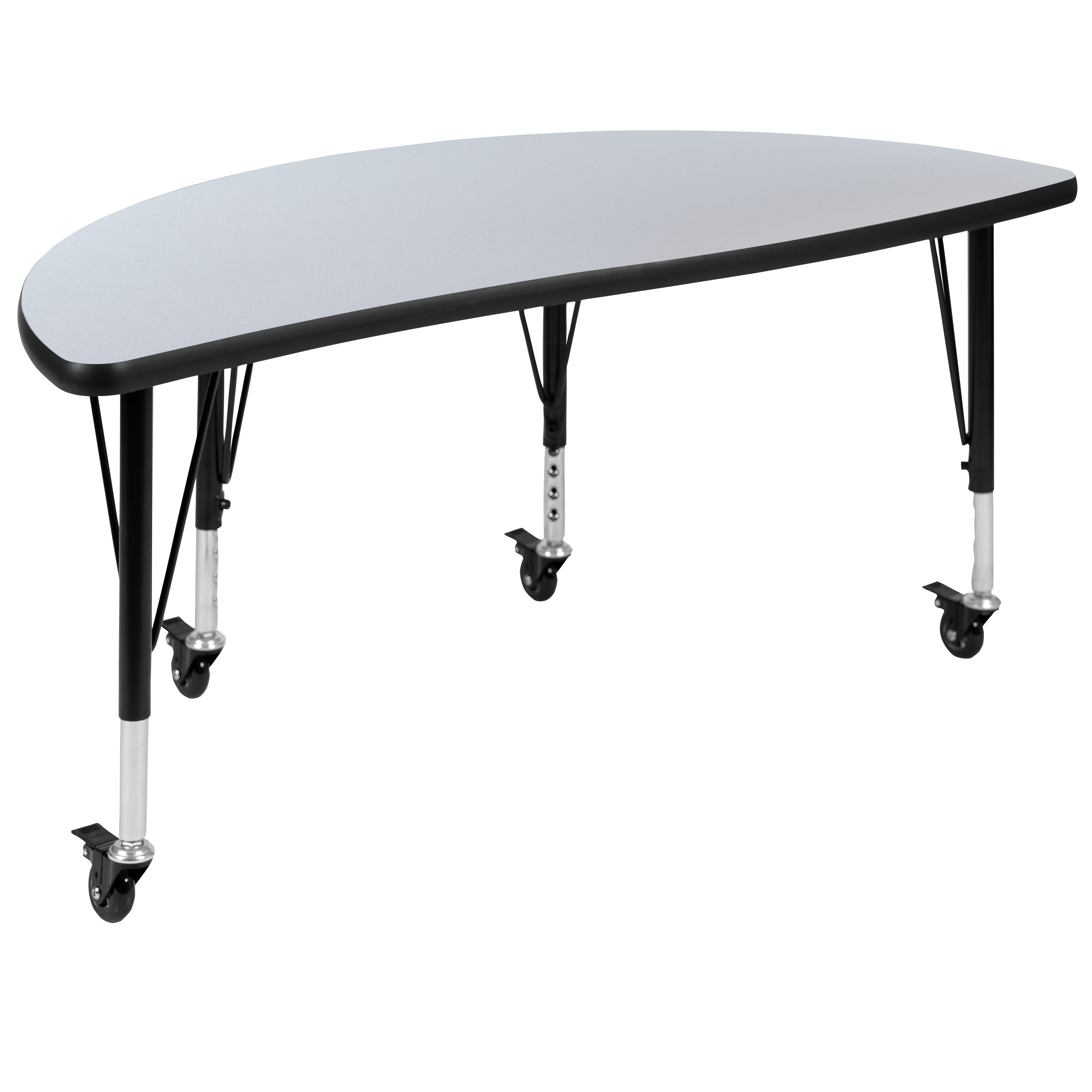 Emmy 2 Piece Mobile 47.5" Circle Wave Flexible Grey Thermal Laminate Kids Adjustable Activity Table Set