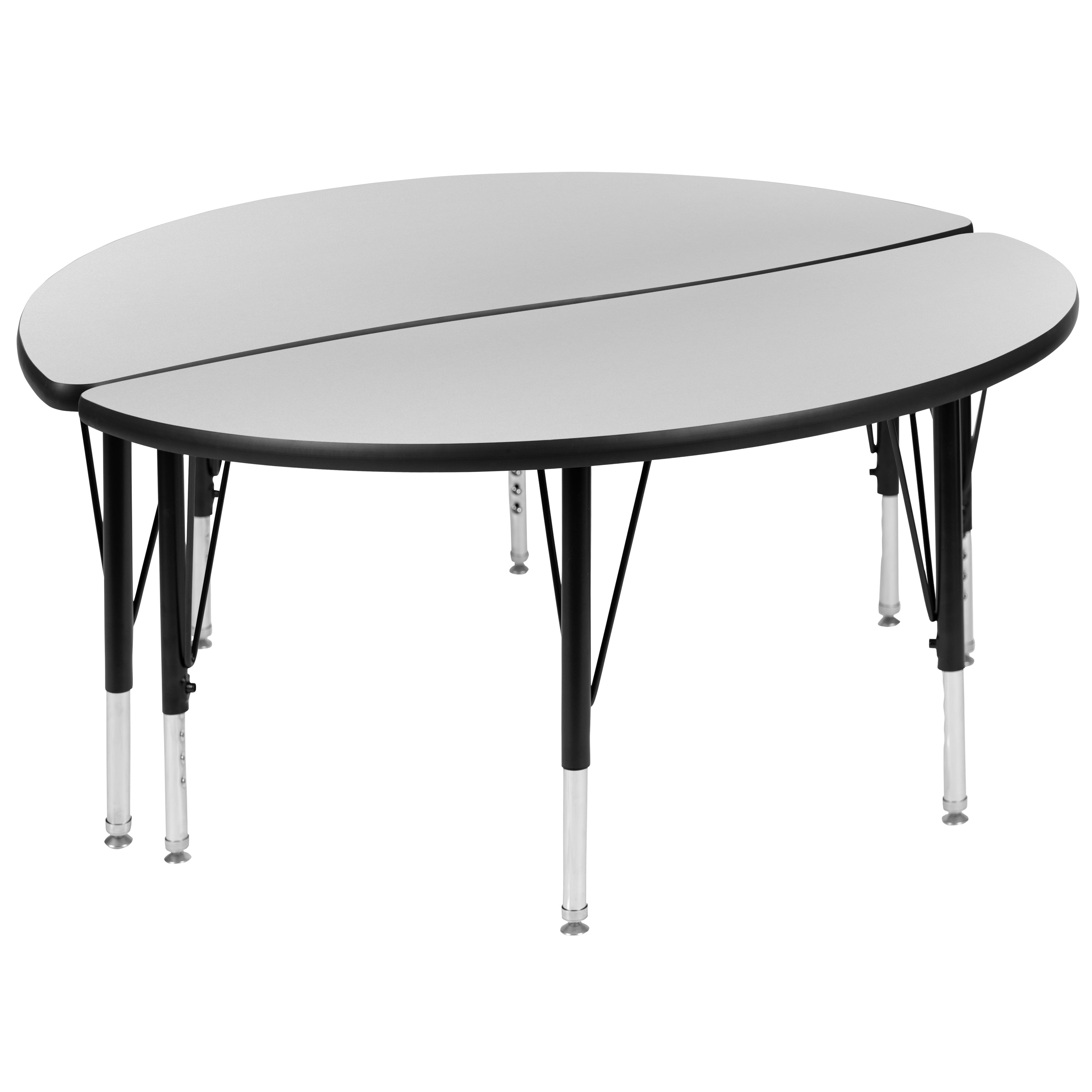 Emmy 2 Piece 47.5" Circle Wave Flexible Grey Thermal Laminate Activity Table Set - Height Adjustable Short Legs