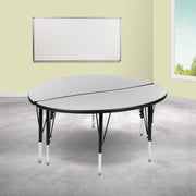 Emmy 2 Piece 47.5" Circle Wave Flexible Grey Thermal Laminate Activity Table Set - Height Adjustable Short Legs