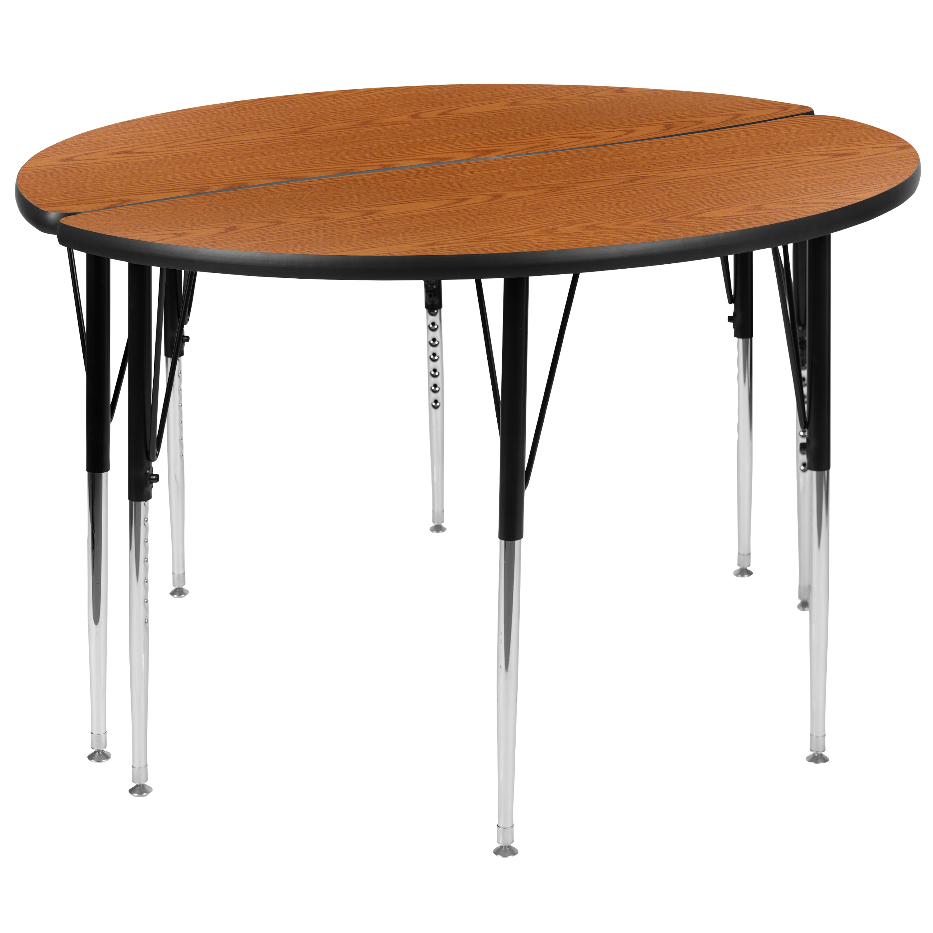 Emmy 2 Piece 47.5" Circle Wave Flexible Oak Thermal Laminate Activity Table Set - Standard Height Adjustable Legs