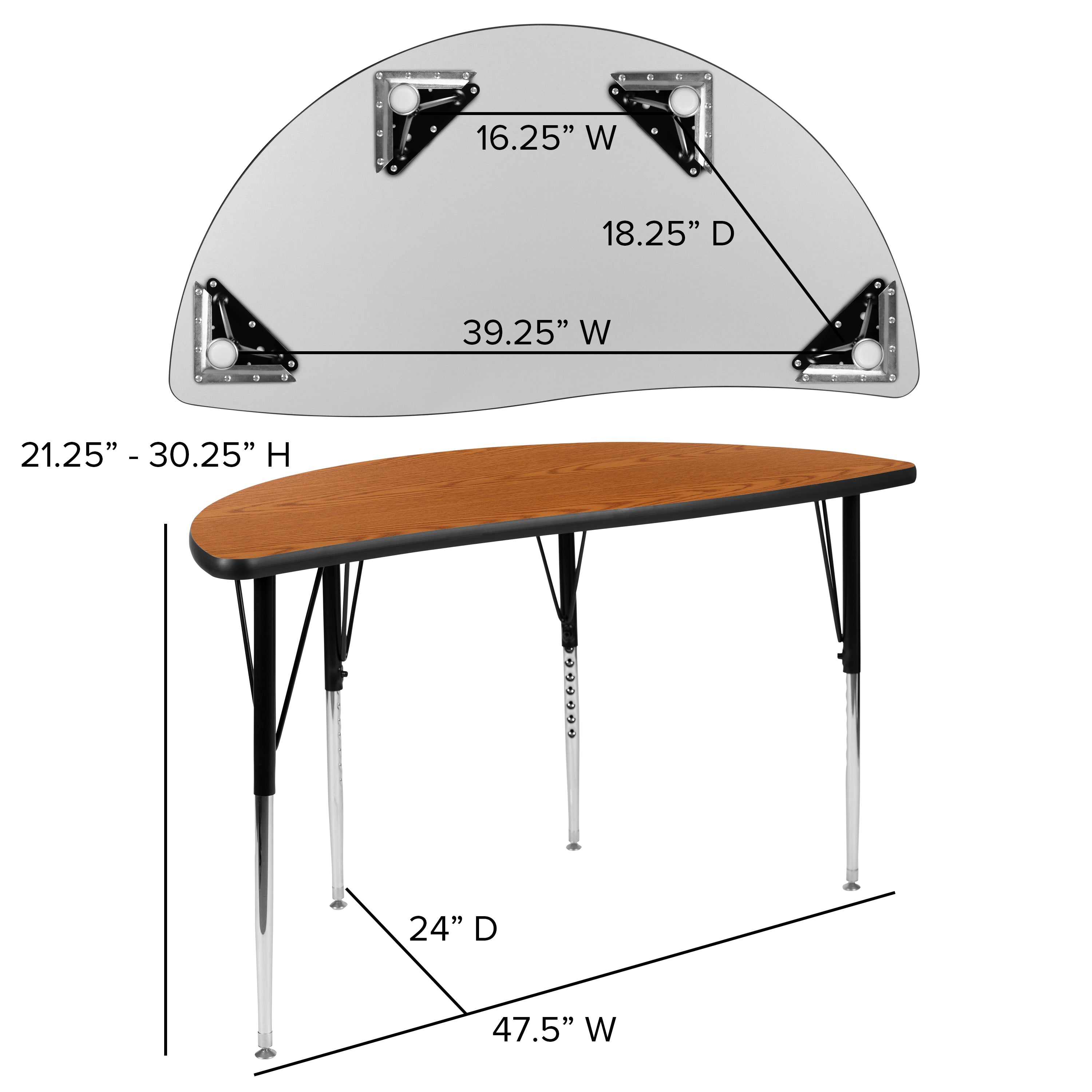 Emmy 2 Piece 47.5" Circle Wave Flexible Oak Thermal Laminate Activity Table Set - Standard Height Adjustable Legs