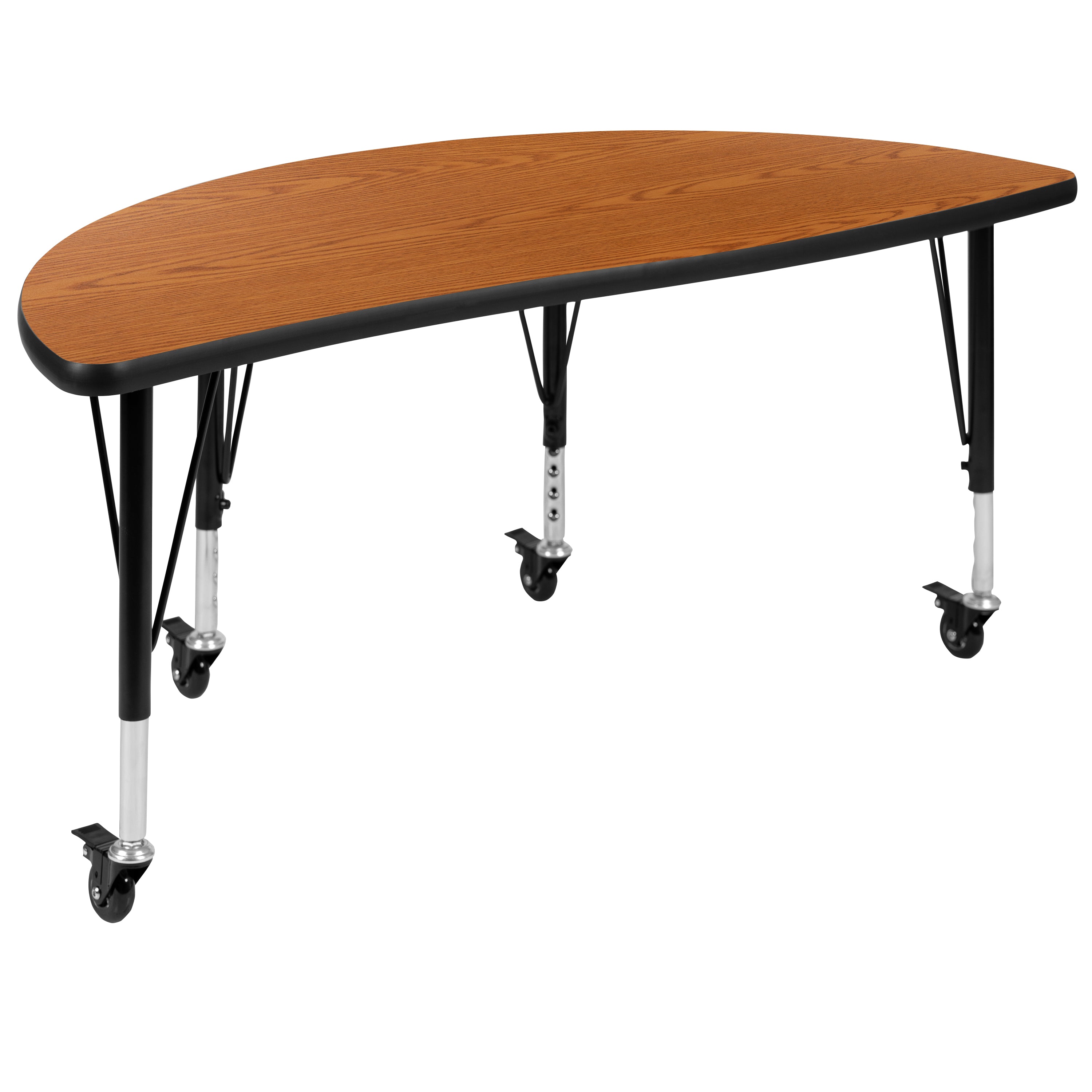 Emmy 2 Piece Mobile 47.5" Circle Wave Flexible Oak Thermal Laminate Kids Adjustable Activity Table Set