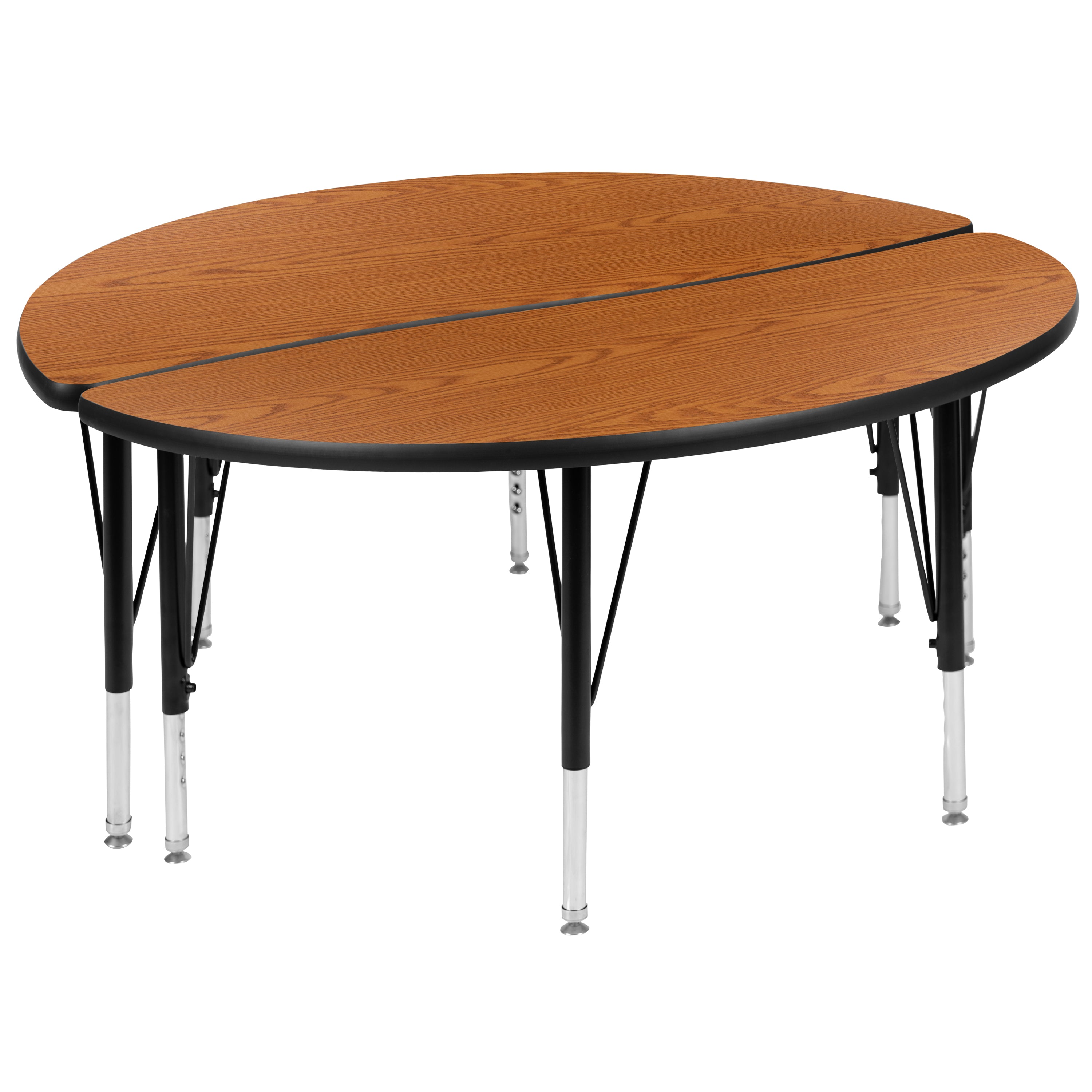 Emmy 2 Piece 47.5" Circle Wave Flexible Oak Thermal Laminate Activity Table Set - Height Adjustable Short Legs