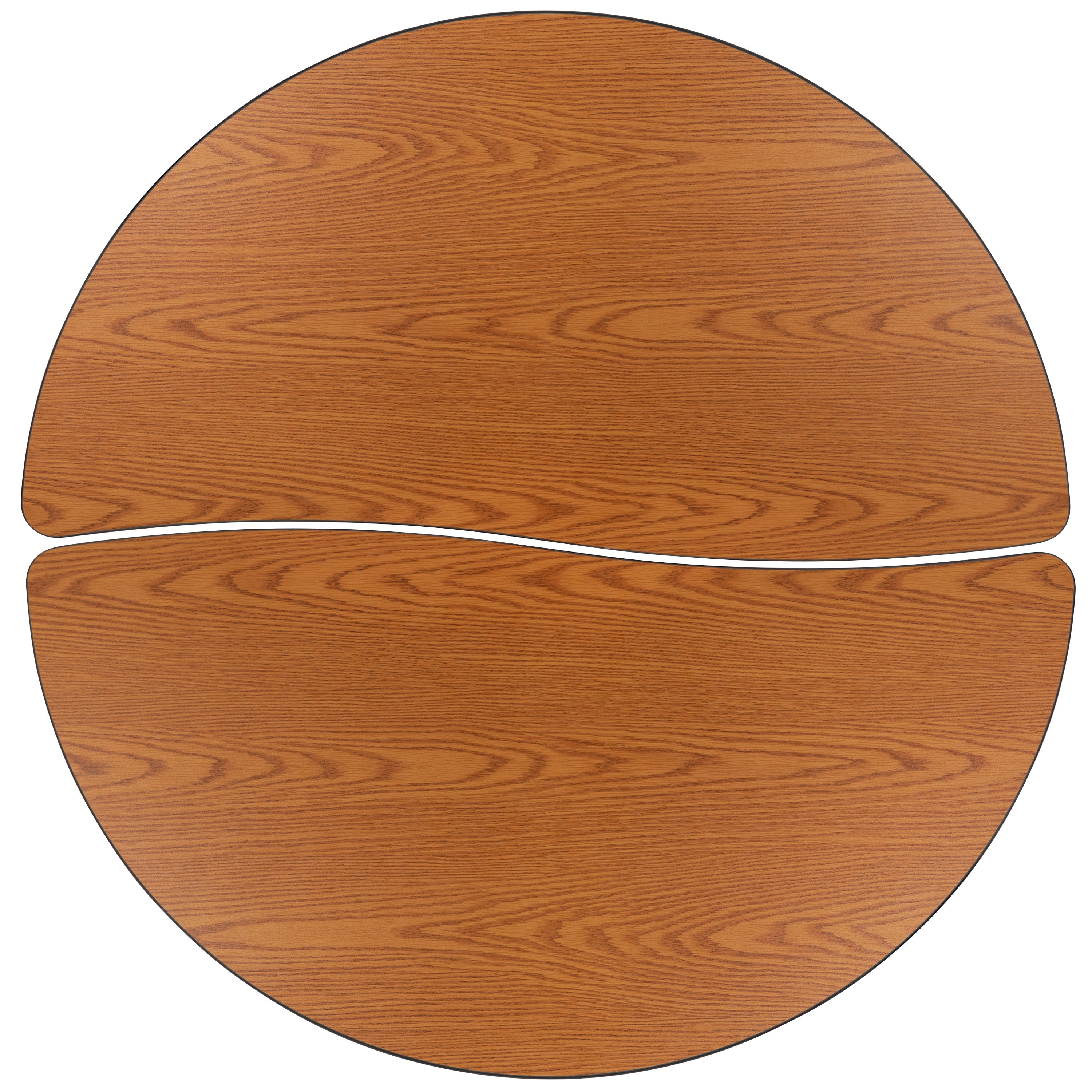 Emmy 2 Piece 47.5" Circle Wave Flexible Oak Thermal Laminate Activity Table Set - Height Adjustable Short Legs