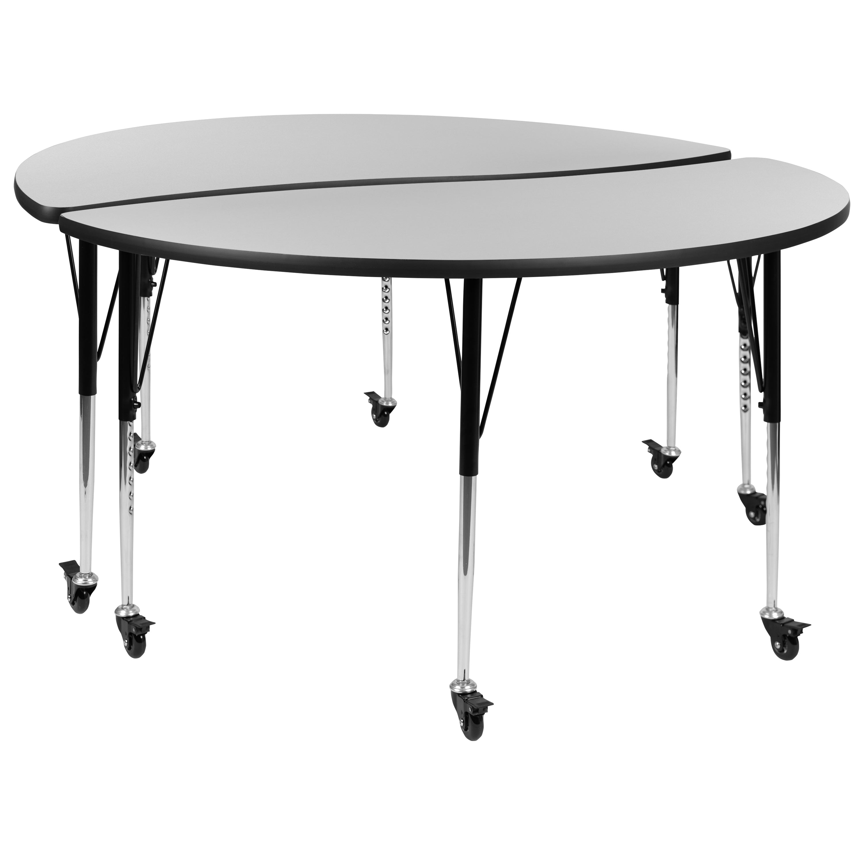 Emmy 2 Piece Mobile Emmy 60" Circle Wave Flexible Grey Thermal Laminate Adjustable Activity Table Set