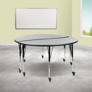 Emmy 2 Piece Mobile Emmy 60" Circle Wave Flexible Grey Thermal Laminate Adjustable Activity Table Set