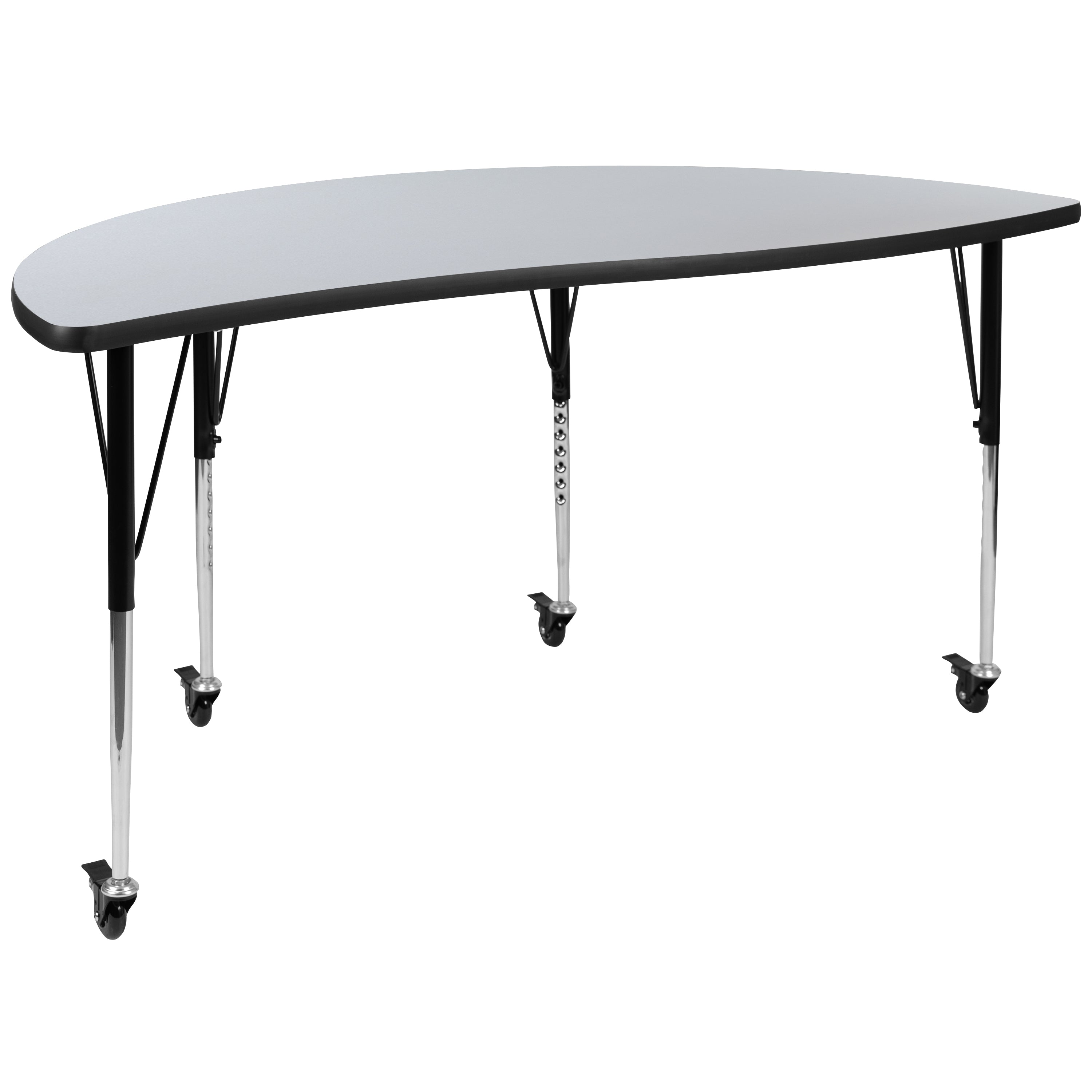 Emmy 2 Piece Mobile Emmy 60" Circle Wave Flexible Grey Thermal Laminate Adjustable Activity Table Set