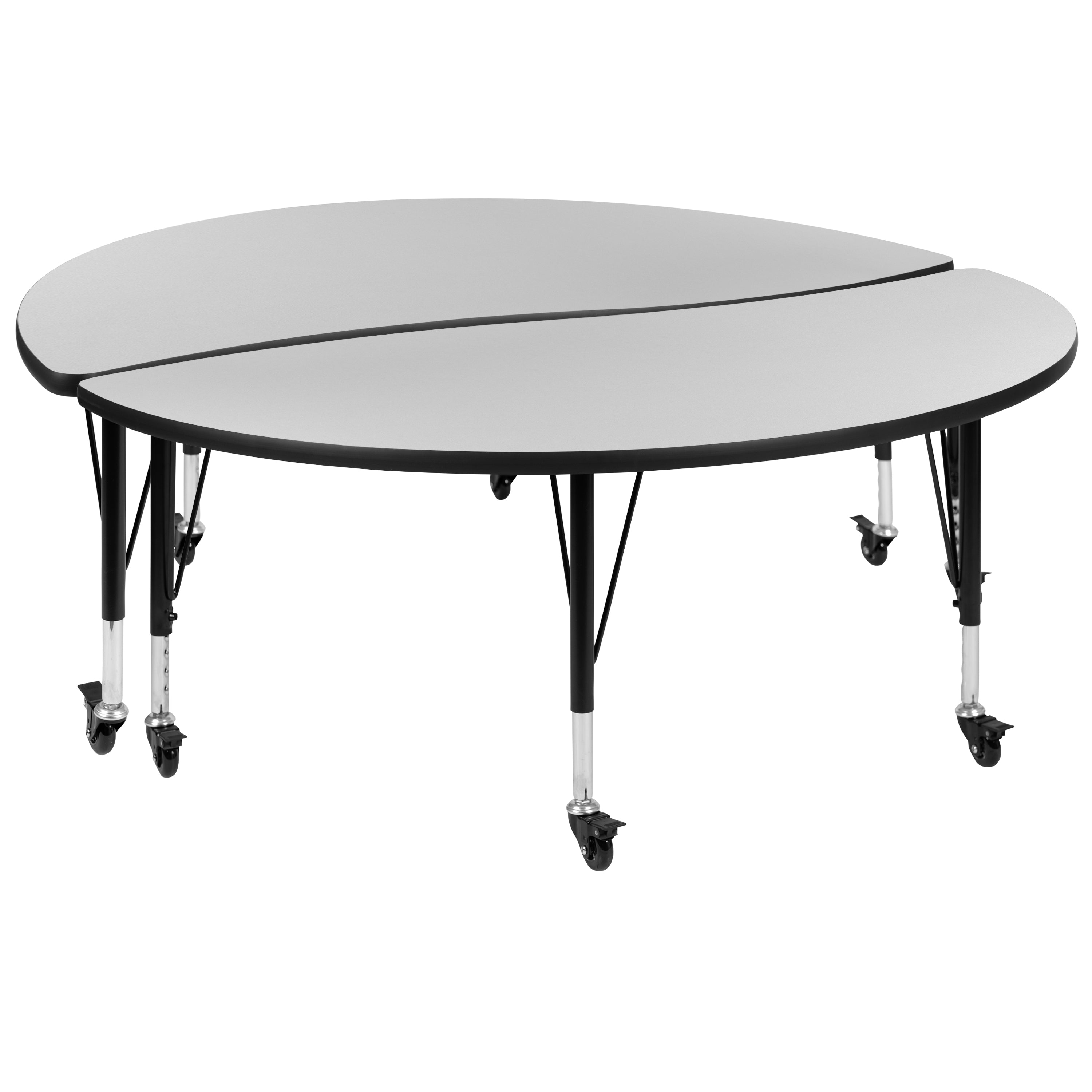 Emmy 2 Piece Mobile Emmy 60" Circle Wave Flexible Grey Thermal Laminate Kids Adjustable Activity Table Set