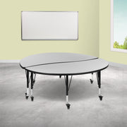 Emmy 2 Piece Mobile Emmy 60" Circle Wave Flexible Grey Thermal Laminate Kids Adjustable Activity Table Set